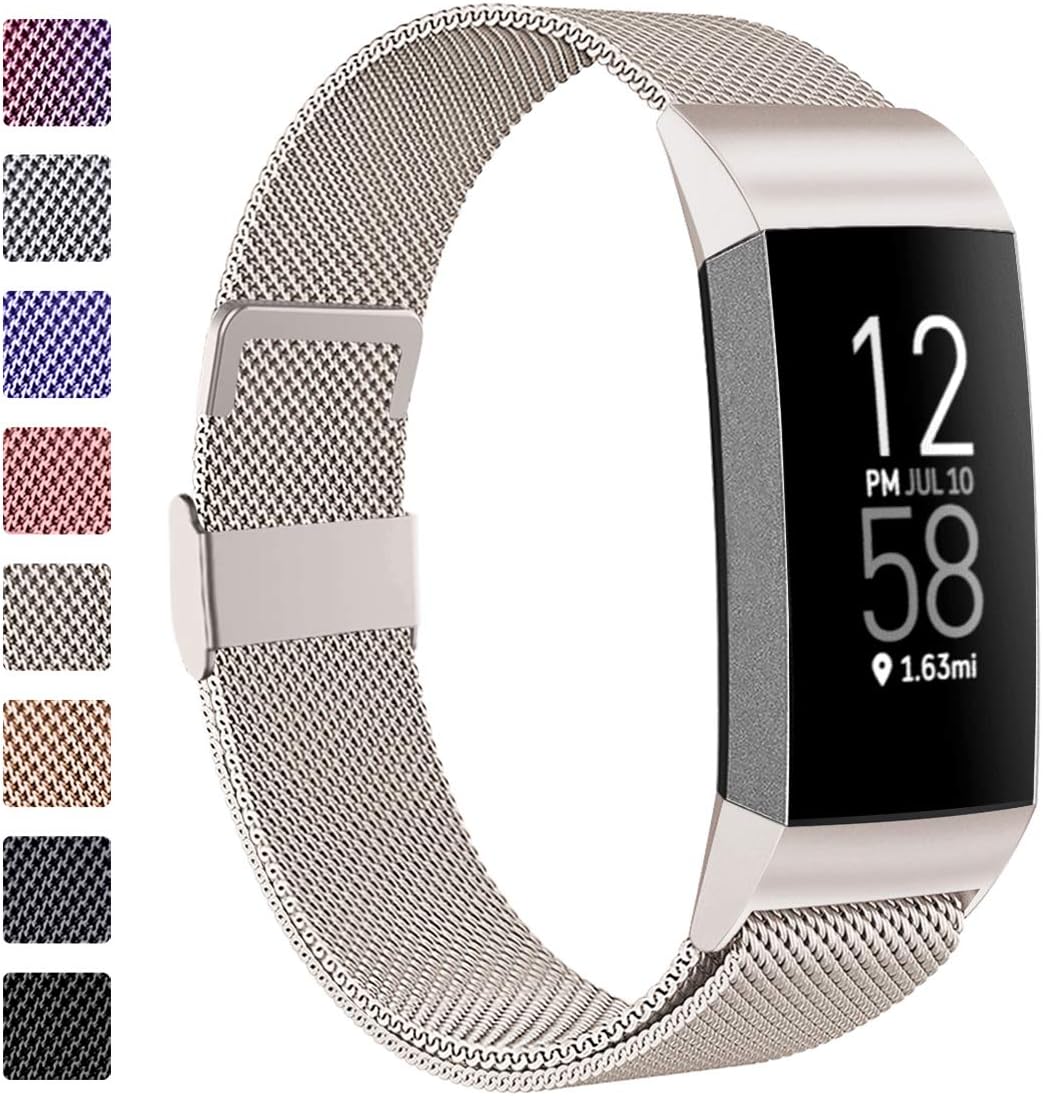 ZWGKKYGYH – Bandas de metal compatibles con Fitbit Charge 4 y Fitbit Charge 3 bandas para mujeres hombres, correa de repuesto magnética de malla de