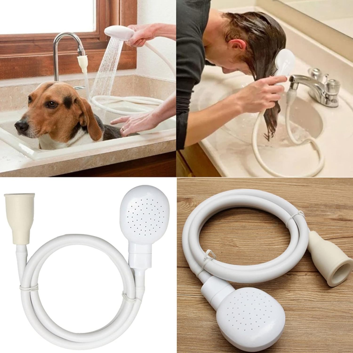 Accesorio de ducha para perros, manguera de ducha para mascotas con cabezal de ducha, accesorio rociador de grifo de fregadero de mano portátil,
