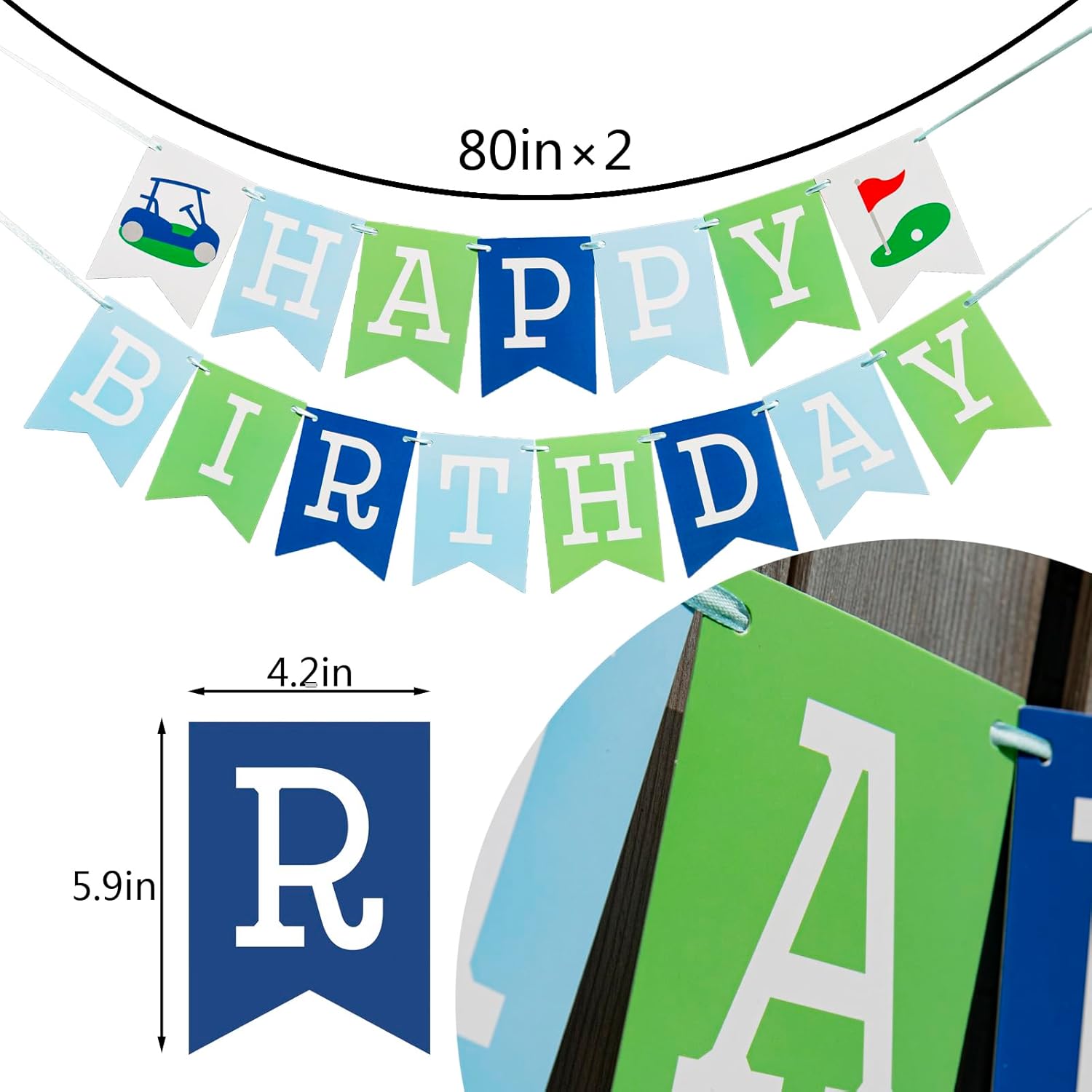 Cartel de feliz cumpleaños de golf, decoraciones de feliz cumpleaños de golf, decoraciones de fiesta de cumpleaños con temática de golf, pancarta de