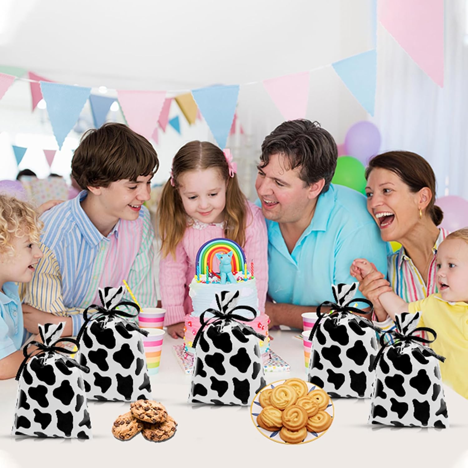 CONEHOY 102 bolsas de plástico con estampado de vaca, bolsas de regalo para fiestas temáticas de vaca, bonitas bolsas de almacenamiento de dulces