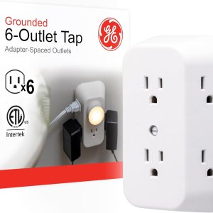GE 6 – Adaptador de tomacorriente de pared, con tomas muy separadas para cargador de teléfono celular GE 6 – Adaptador de tomacorriente de pared, con tomas muy separadas para cargador de teléfono celular