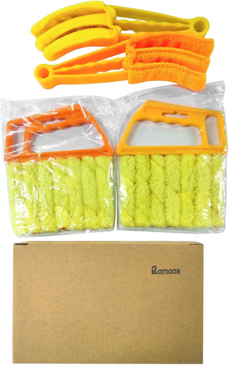 4 piezas de limpiador veneciano para ventanas, herramienta de limpieza de 7 dedos, cepillo limpiador de persianas y obturadores, limpiador de