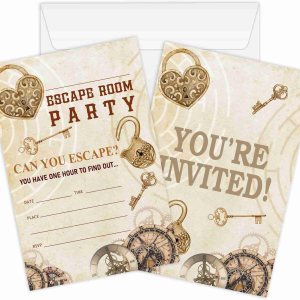 20 invitaciones misteriosas de cumpleaños con sobres, relleno de sala de escape, tarjetas de invitación de cumpleaños para niños y niñas, 20 invitaciones misteriosas de cumpleaños con sobres, relleno de sala de escape, tarjetas de invitación de cumpleaños para niños y niñas,
