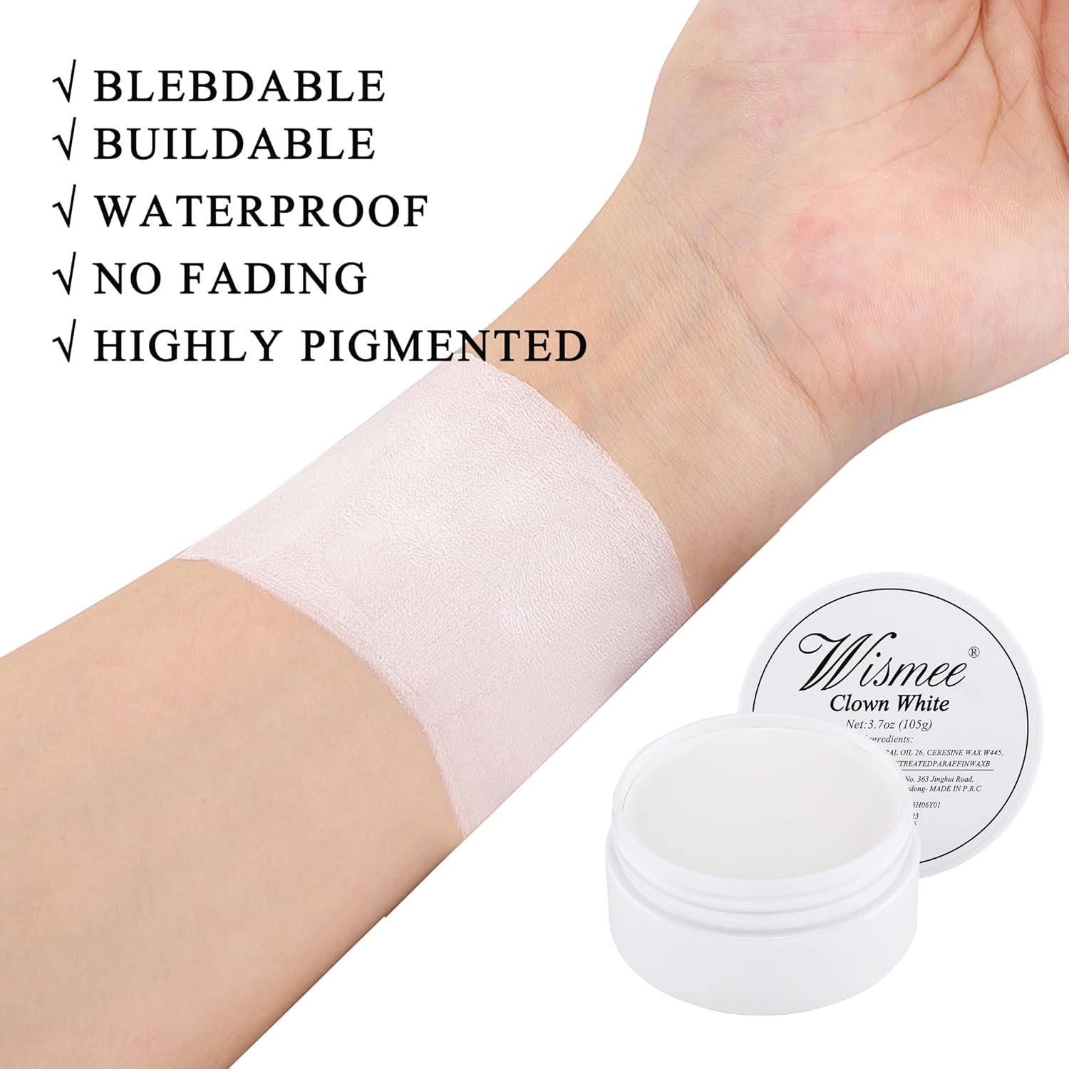 Pintura facial blanca de payaso de 3.70 oz, maquillaje blanco de gran capacidad, pintura blanca clásica para el cuerpo, efectos especiales, kit de