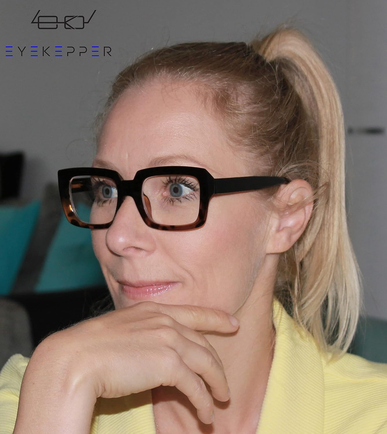 Eyekepper Gafas de lectura elegantes para mujer – Lectores cuadrados de gran tamaño transparentes +2.75