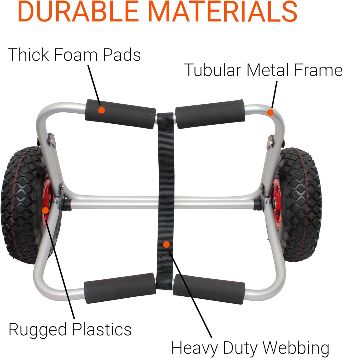 BKC UH-KC271 Carrito de dos ruedas para kayaks, tablas de remo de pie, canoas – Fácil transporte por tierra en el lago, playa o embalse