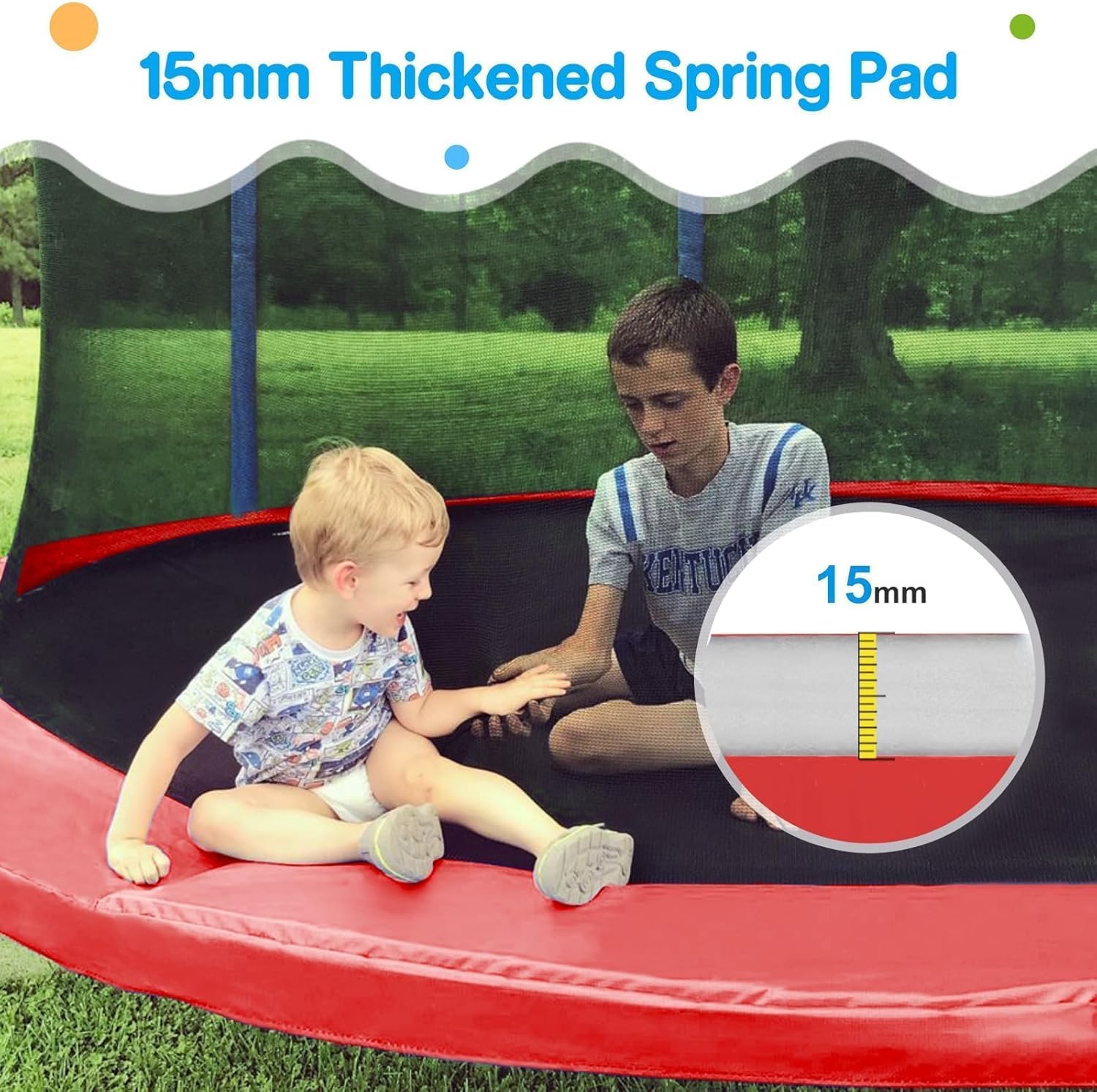 Zupapa 1500LBS Weight Capacity No-Gap Design 15 14 12 10FT Trampoline for Kids with Safety Enclosure Net Outdoor Backyards Trampolines with Non-Slip
