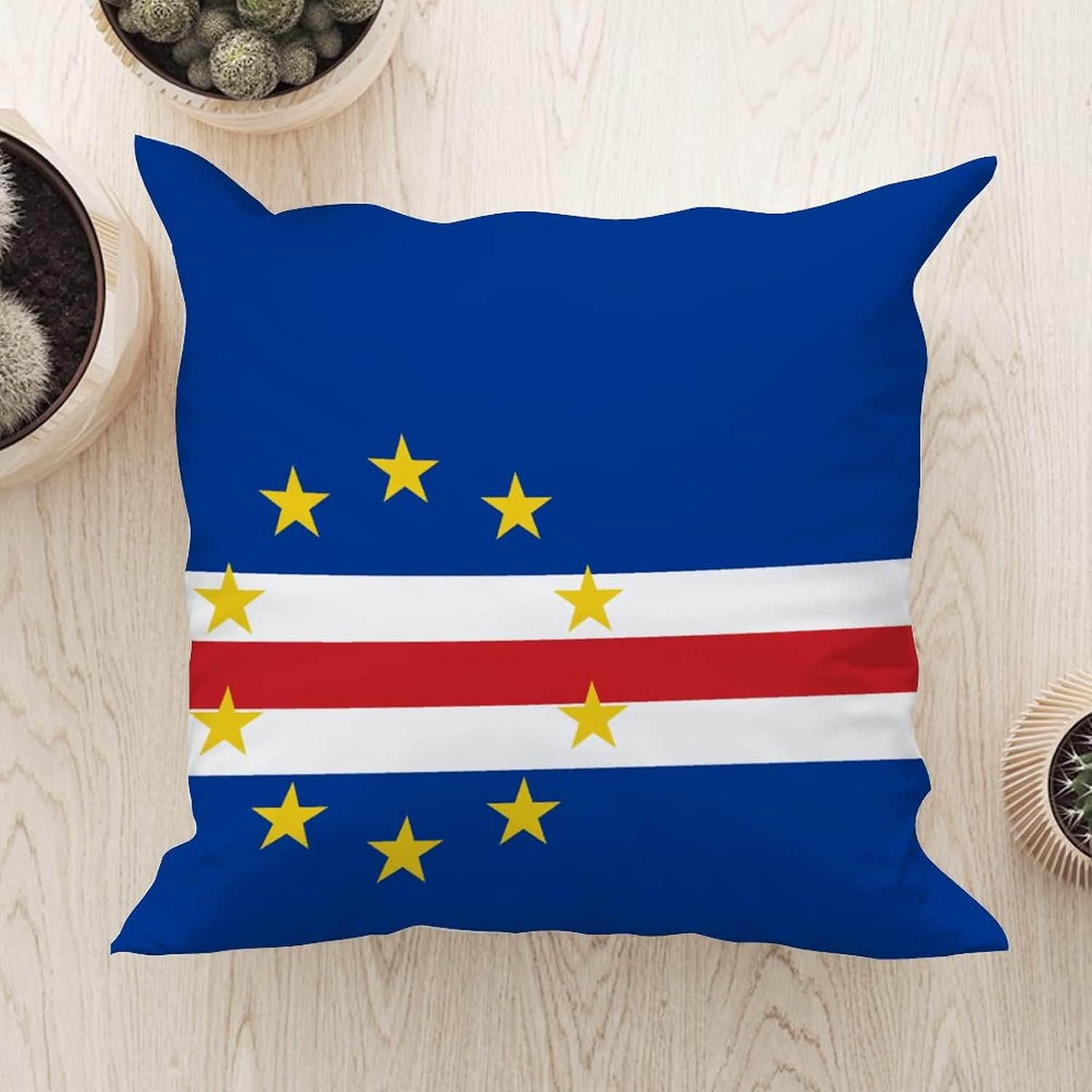 WoGuangis Cabo Verde – Funda de cojín cuadrada con cremallera para sofá, silla de automóvil, 20 x 20 pulgadas, funda de almohada moderna con bandera