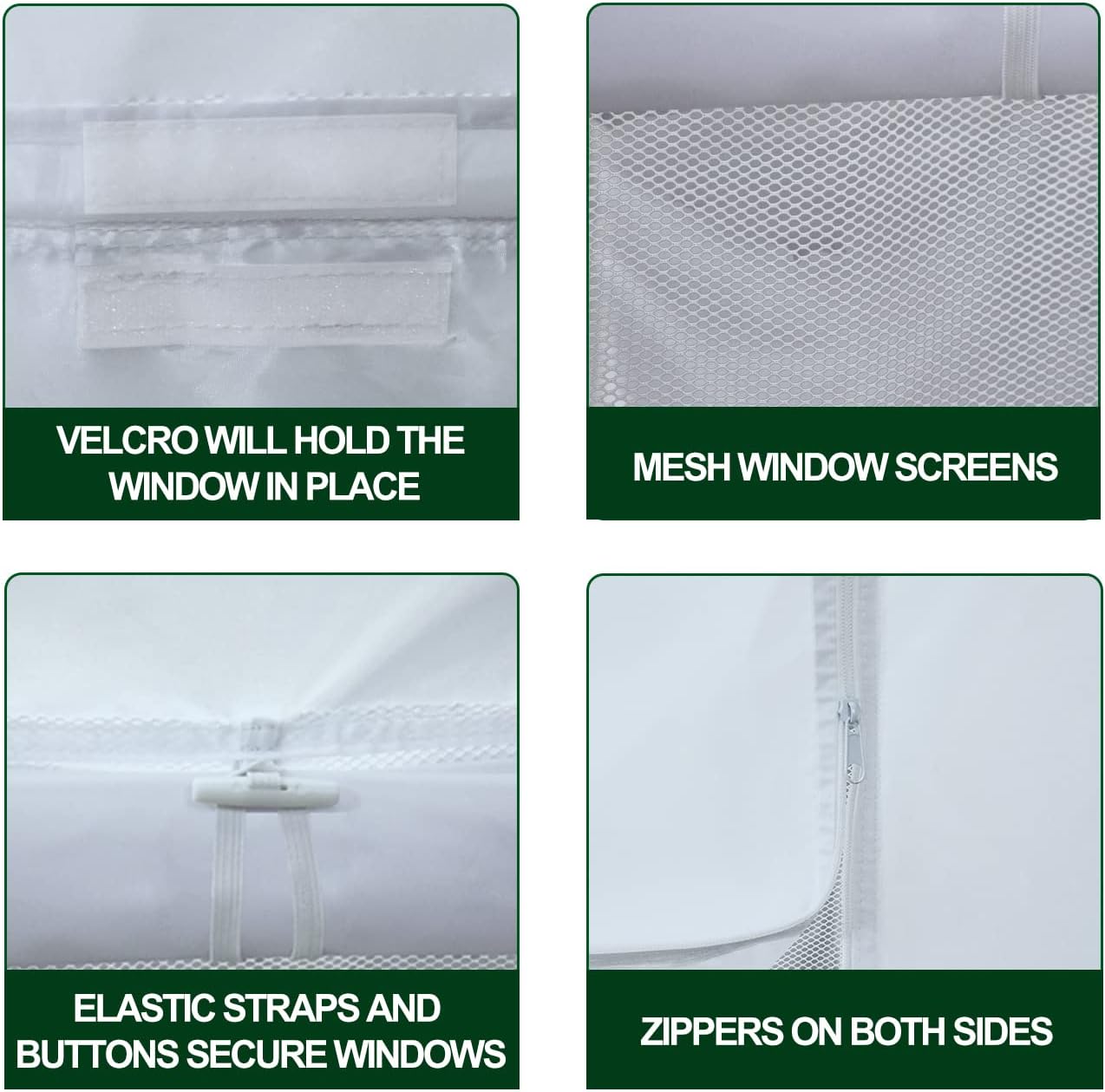Eurmax – Kit de paredes con cierre para toldo de 10 x 20pies, con ventana de malla y puerta enrollables, solo 4 paredes (color blanco)