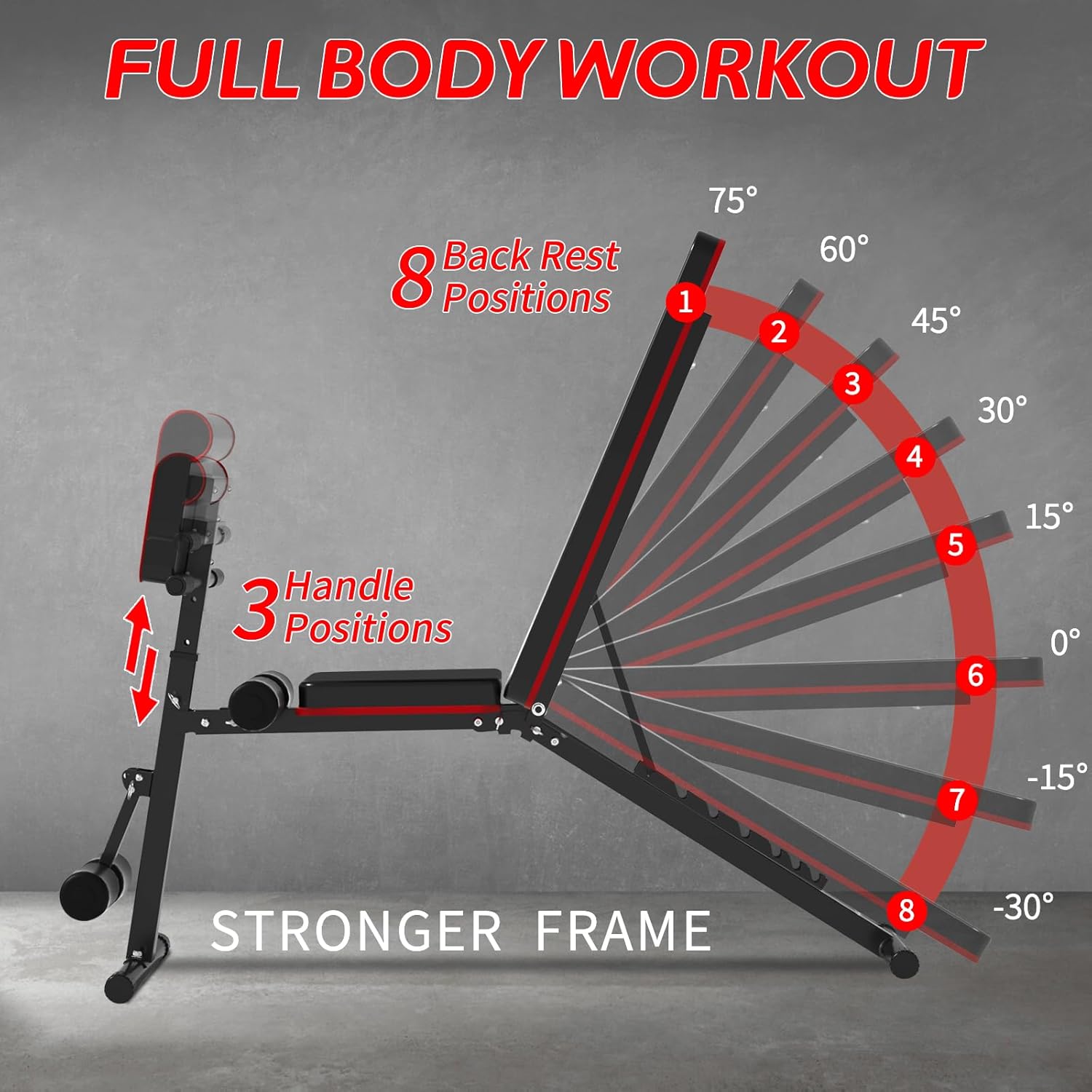 Banco de pesas ajustable para gimnasio en casa, plegable, inclinación, declinación, banco de entrenamiento de fuerza de cuerpo completo, soporta