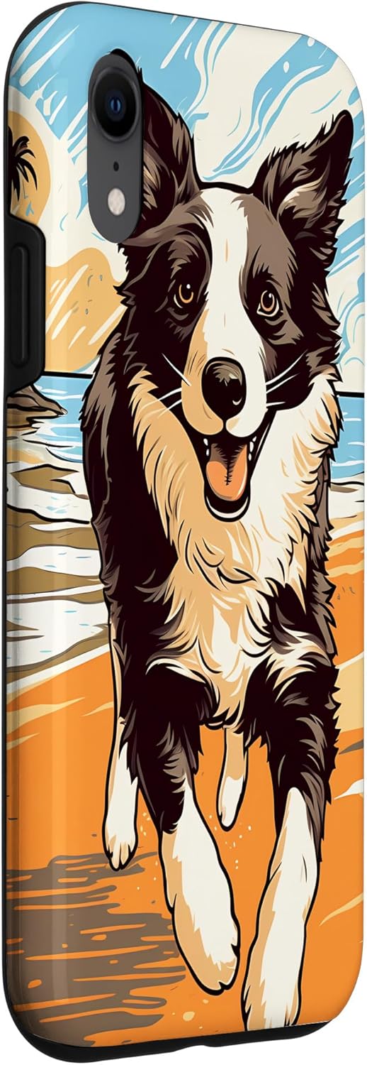 Funda para iPhone XR Border Collie Beach para vacaciones de verano