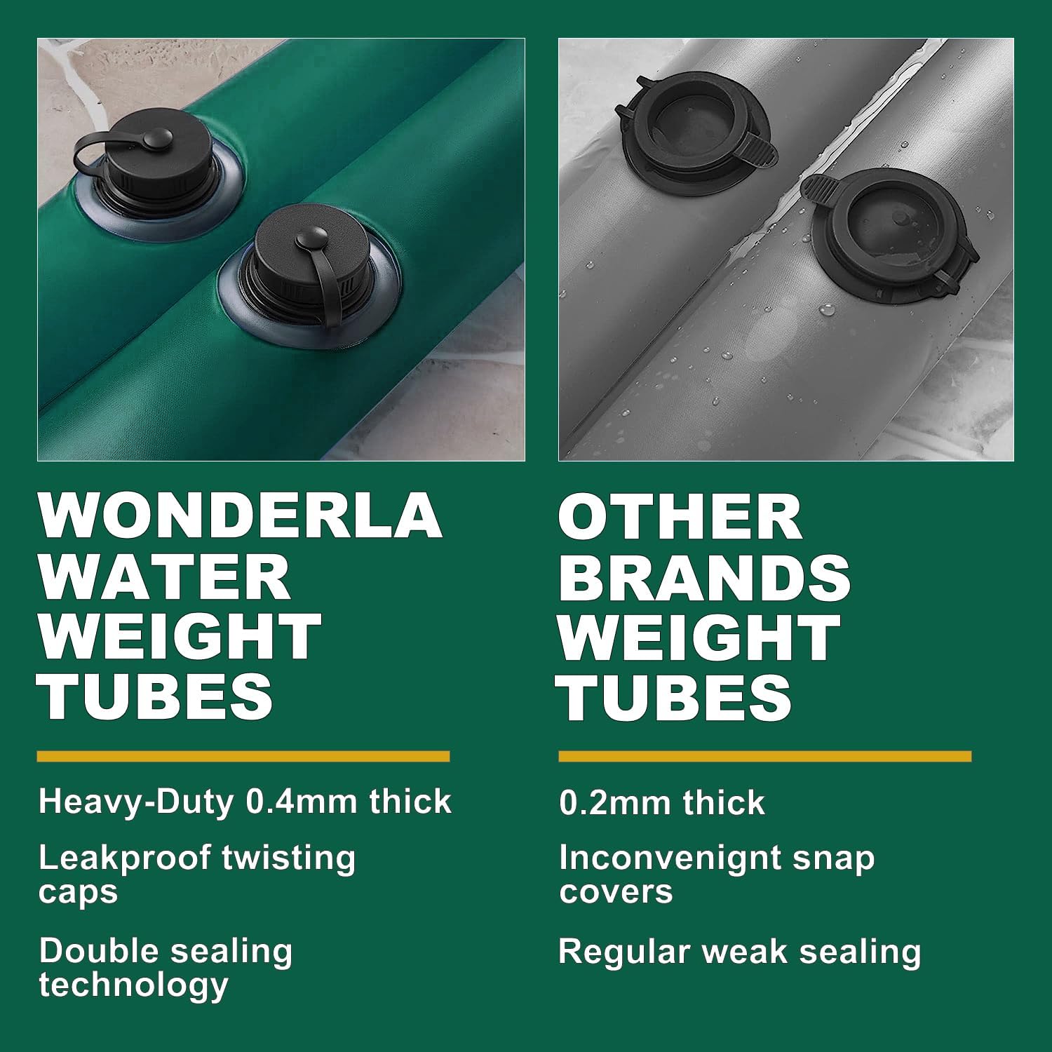 Wonderla Bolsas de agua para piscina (paquete de 5), tubos de agua de doble cámara súper duraderos de 10 pies, vinilo de 0.016 in (calibre 27)