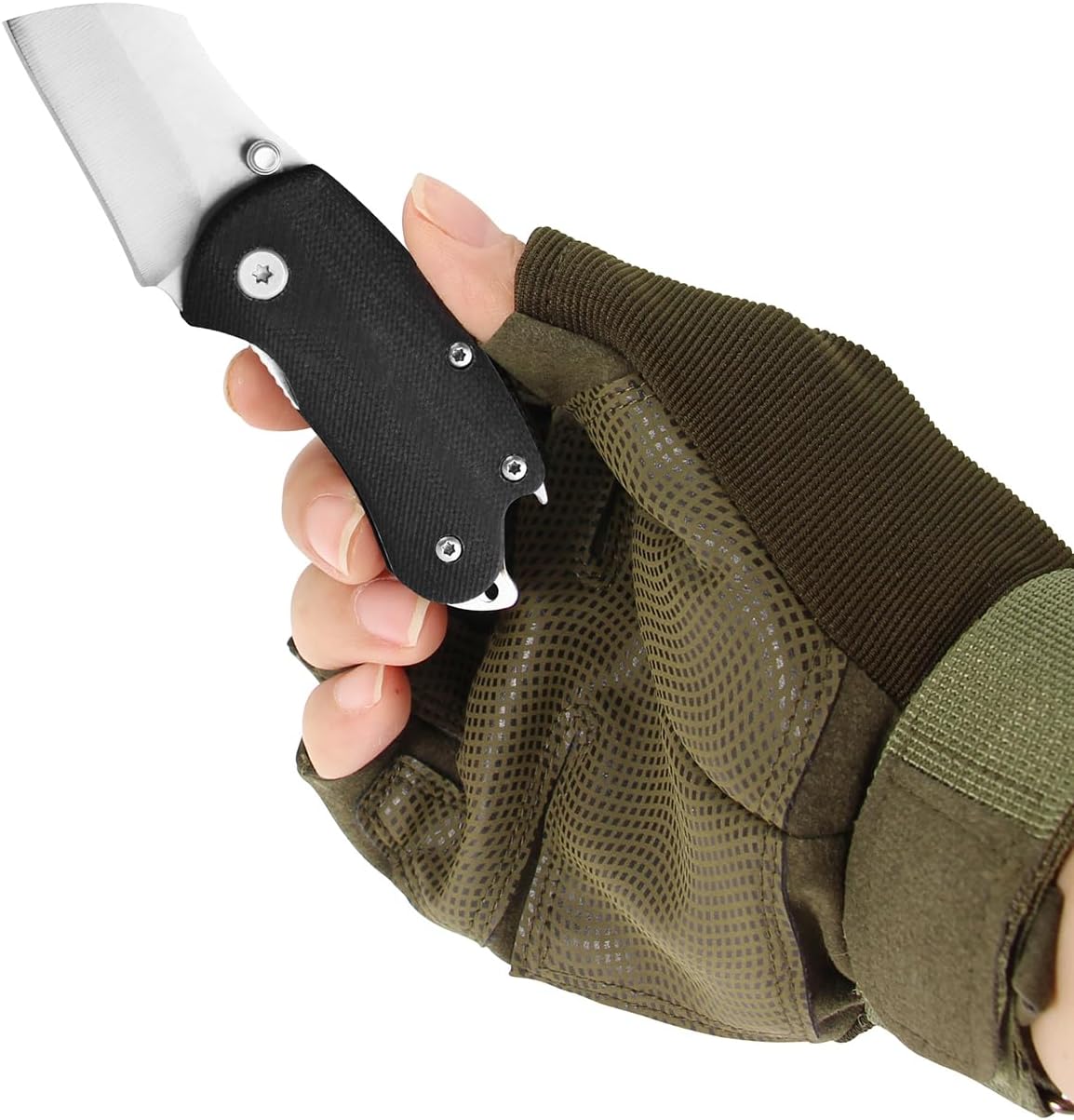 Cuchillo de bolsillo plegable pequeño, mango G10, pequeño cuchillo EDC de hoja de 1.8 pulgadas con abrebotellas, herramienta EDC perfecta para