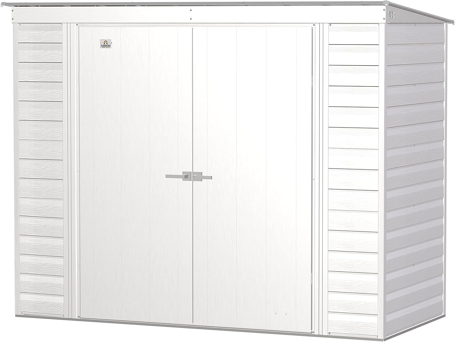 Arrow Select – Cobertizo de almacenamiento de acero con cerradura para exteriores, 8 x 4 pies, color gris flauta