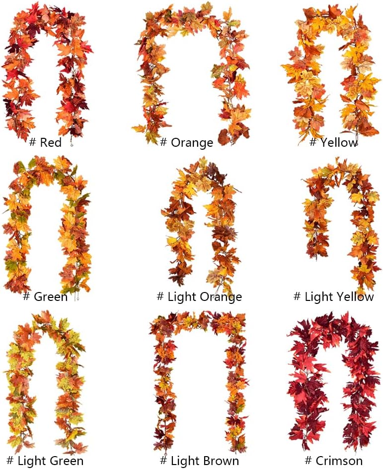 Guirnalda de hojas de arce de otoño, guirnalda de plantas de folia, hoja de arce e guirnalda de hojas de arce de otoño para boda, fiesta, hogar