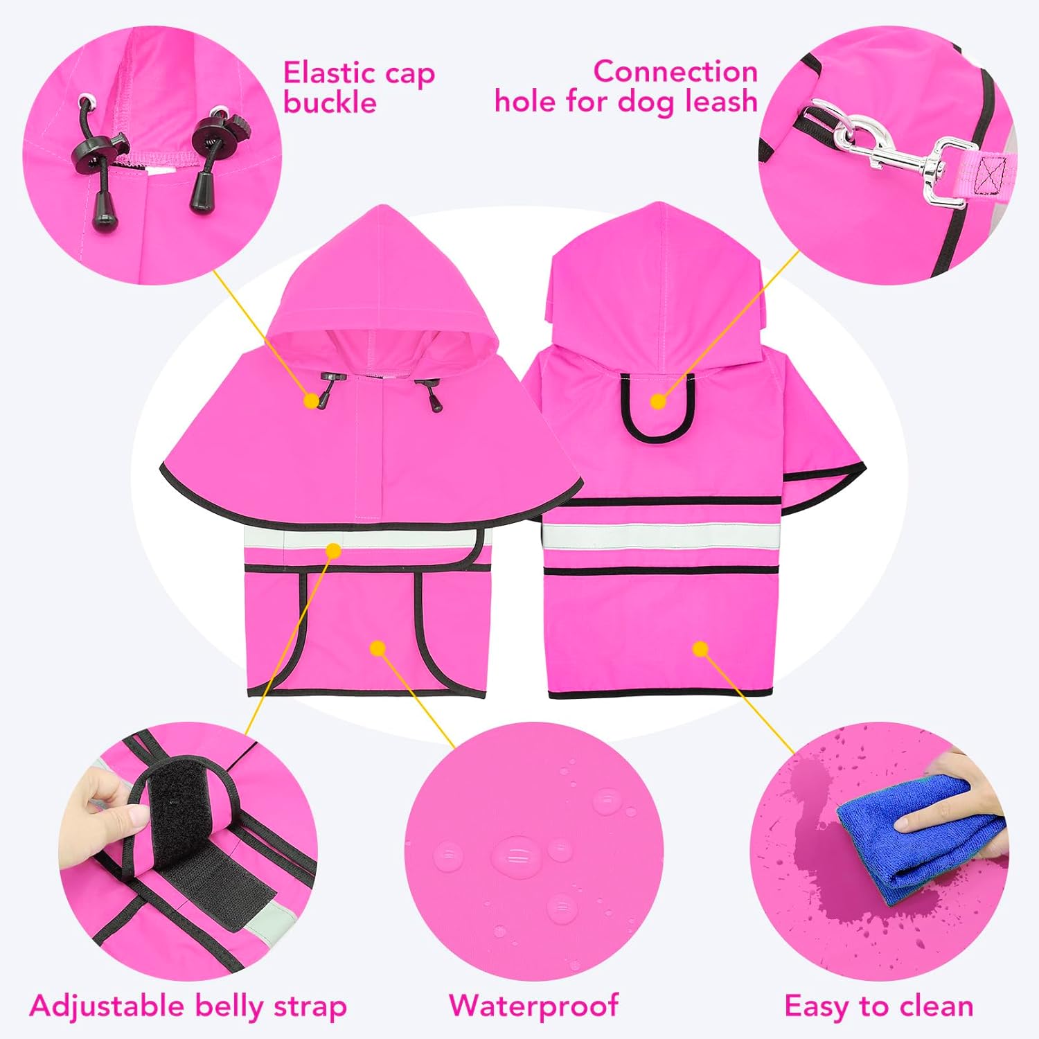 Impermeable para perros  Impermeables con capucha para perros, abrigo de lluvia reflectante ajustable para perro, chaqueta de lluvia para perro,