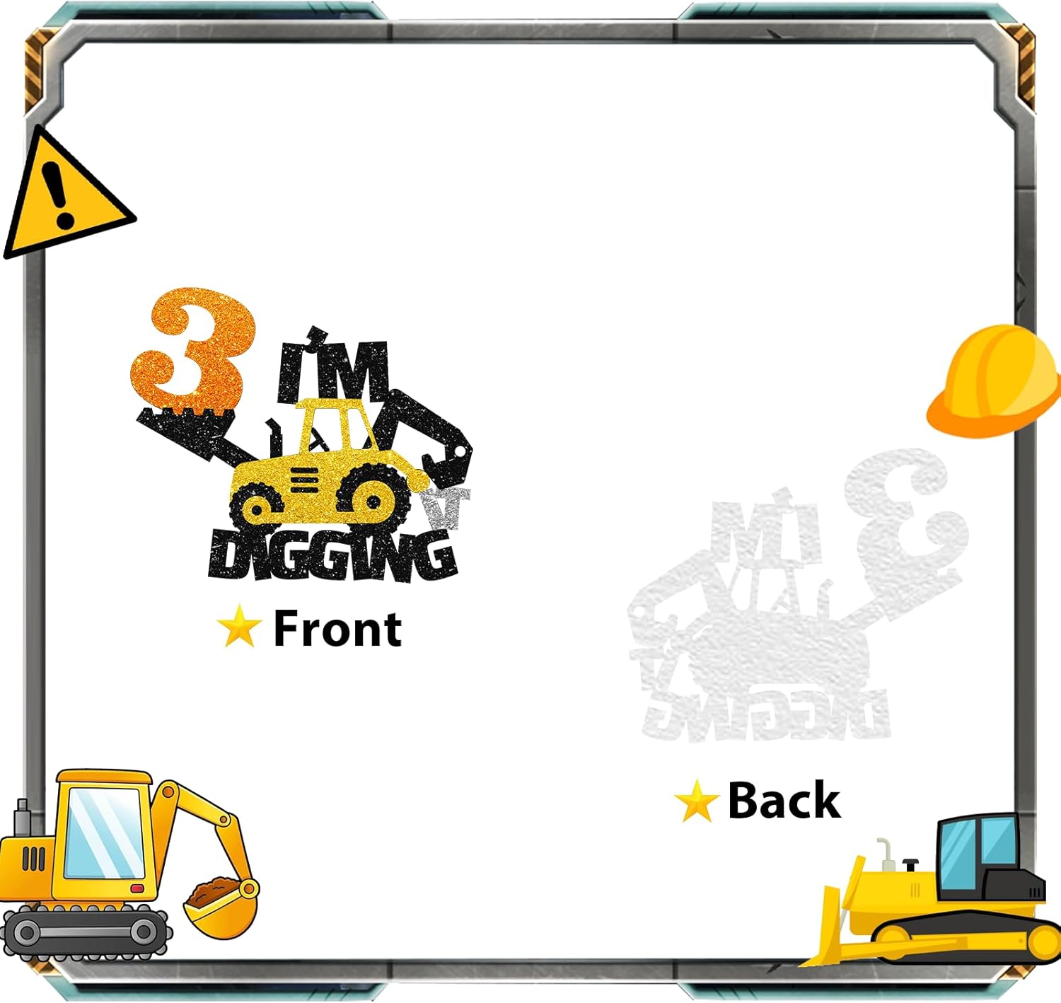 Decoración para tartas de tercer cumpleaños de construcción, excavadora, bulldozer, camión rodante, decoración de tercer cumpleaños para niños,