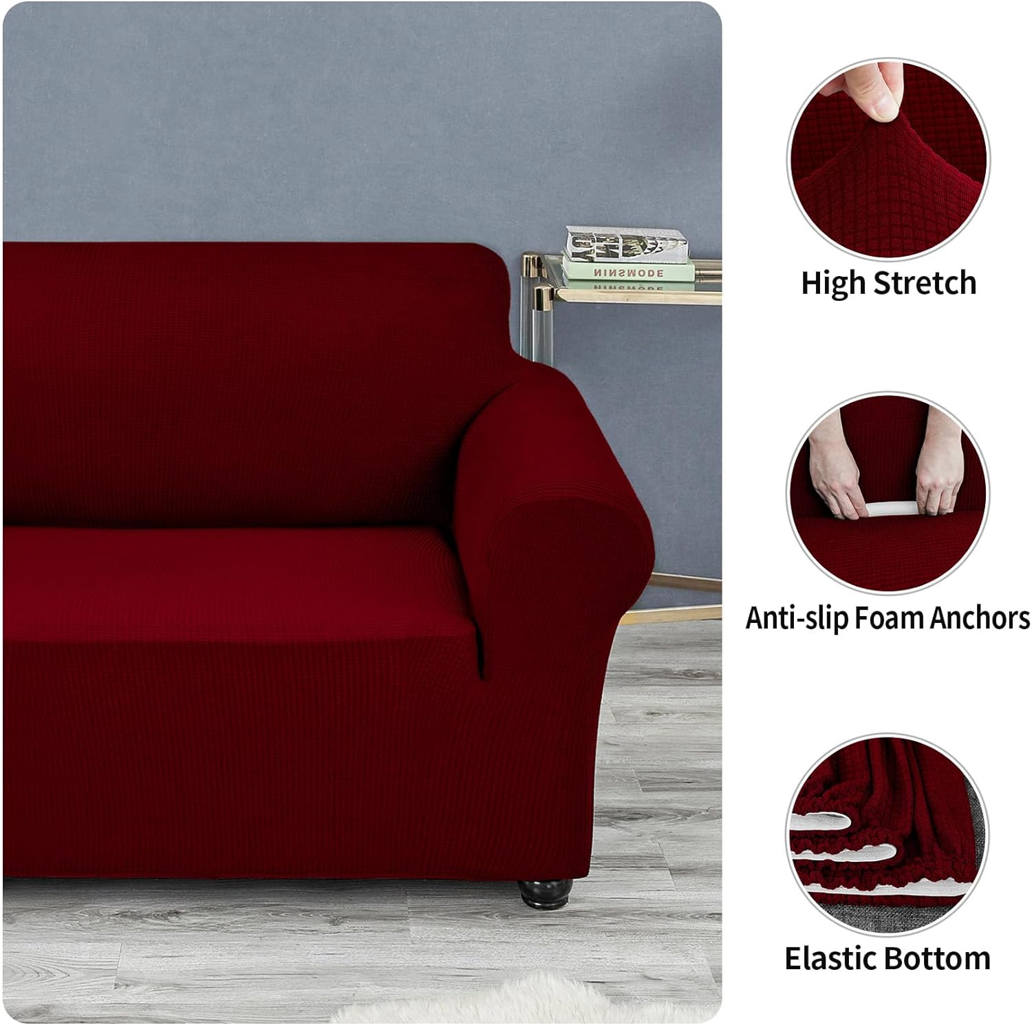 Joccun – Funda elástica para sillón de 1 pieza, funda de sofá de tela jacquard de elastano con parte inferior elástica, protector de muebles lavable