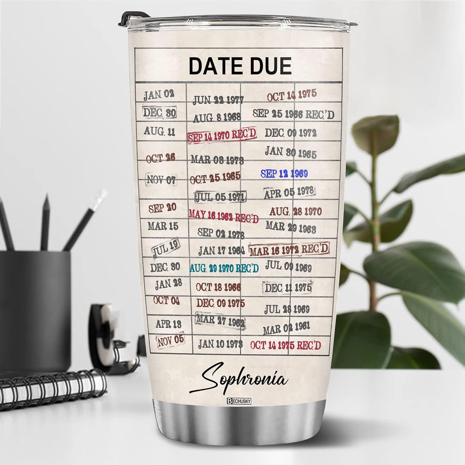 Tarjeta de fecha de vencimiento de biblioteca personalizada para biblioteca, tarjeta de fecha de vencimiento, vaso de viaje, regalo para lectores,