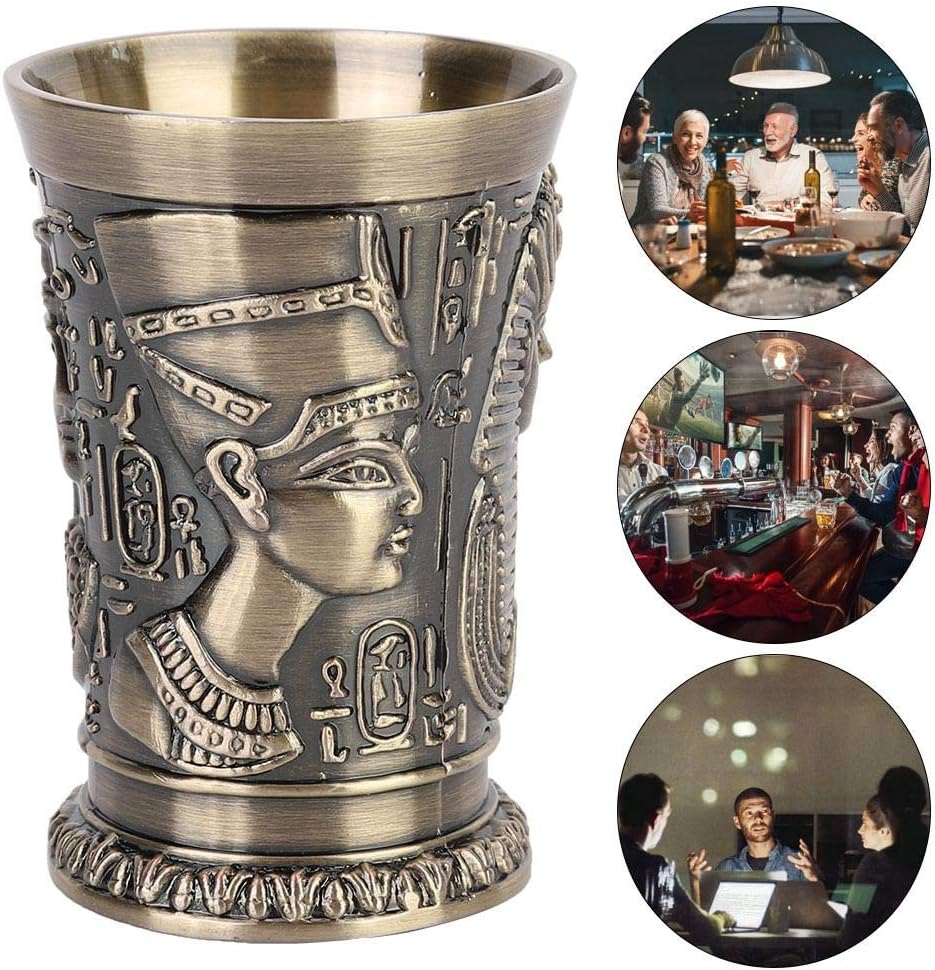 Hztyyier Vasos de chupito de metal estilo vintage Copa de vino con cuerpo de bronce verde Inserto de aleación de zinc para adornos caseros KTV Bar