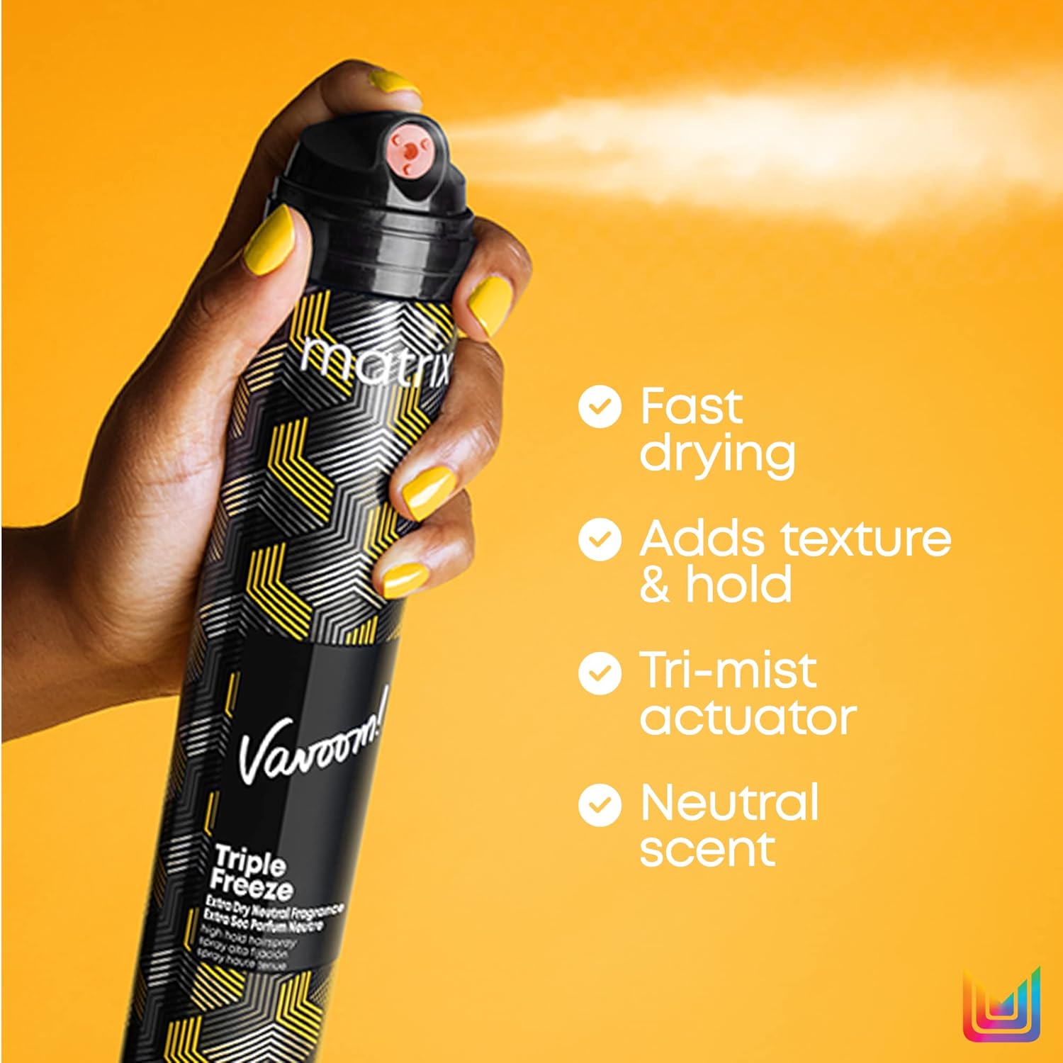 MATRIX Vavoom Triple Freeze Extra Dry Hairspray  Adds Volume and Lift  Fast-Drying, 24 Hour Hold  Humidity Resistant  9 Oz.