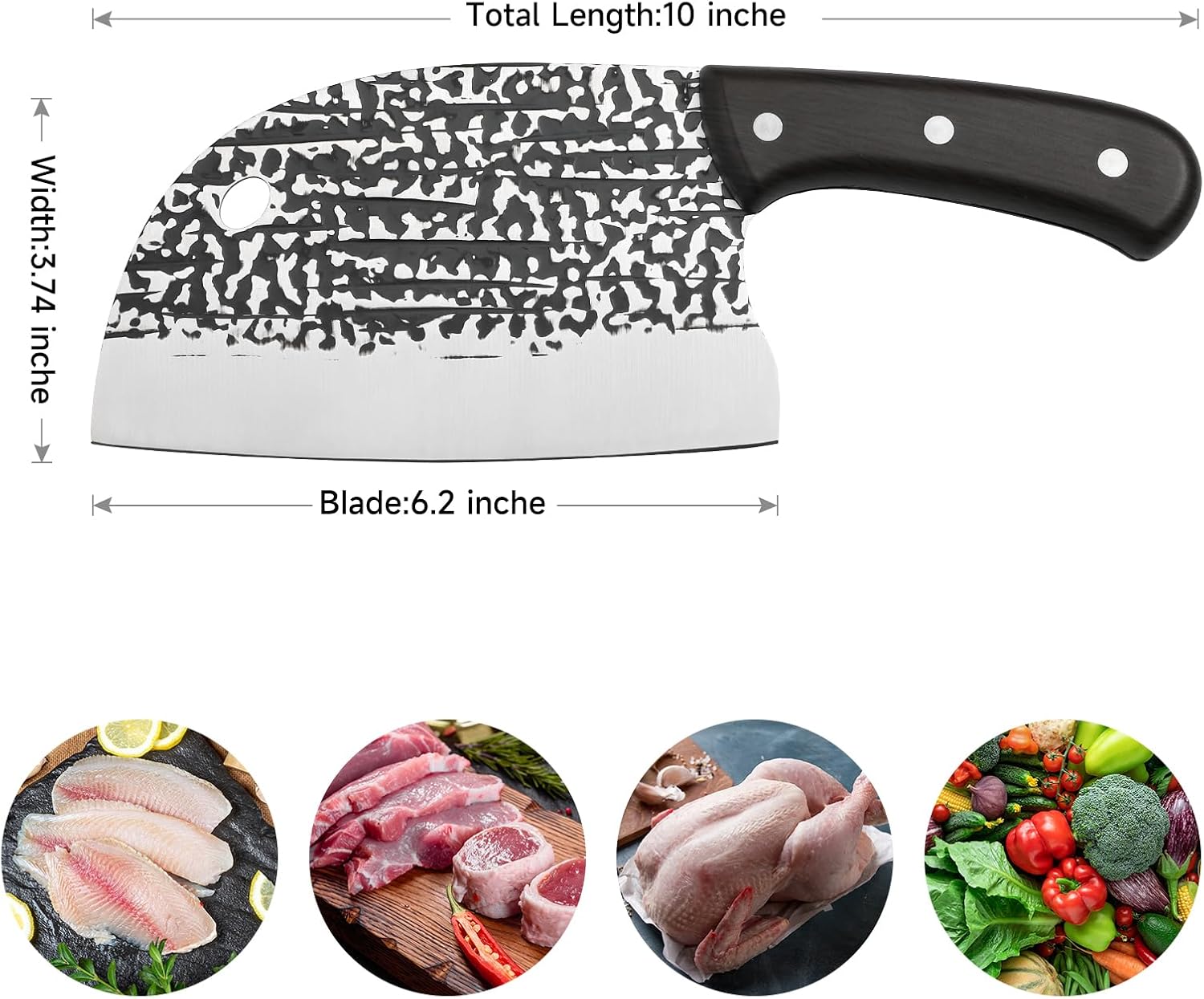 Cuchillo de carnicero profesional serbio – Cuchillo de carnicero para carne de 6 pulgadas, acero inoxidable al carbono
