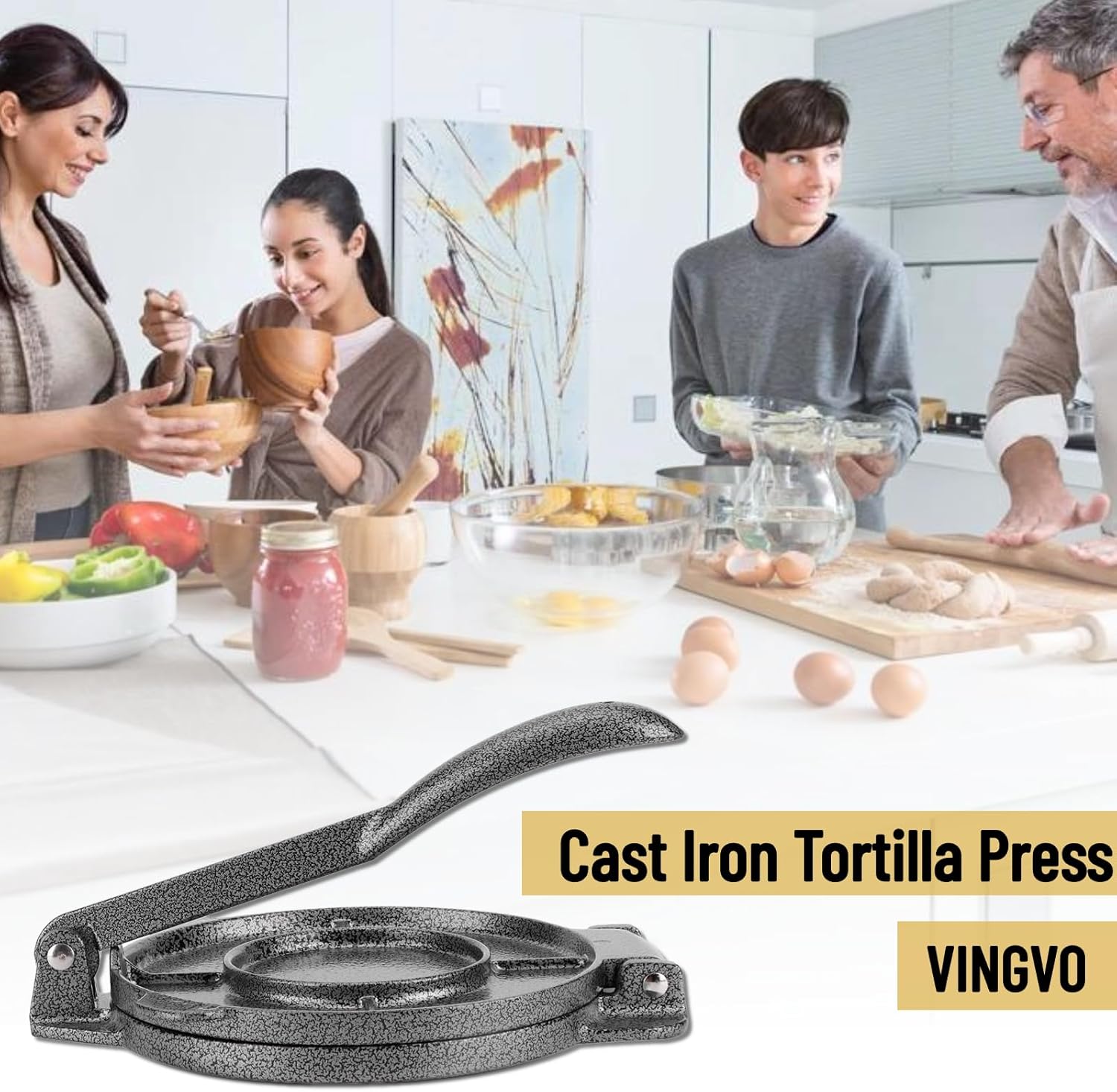 Prensa de tortilla de hierro fundido, fabricante de tortillas de servicio pesado, calentador de tortilla de prensa de tortilla de maíz, fabricante