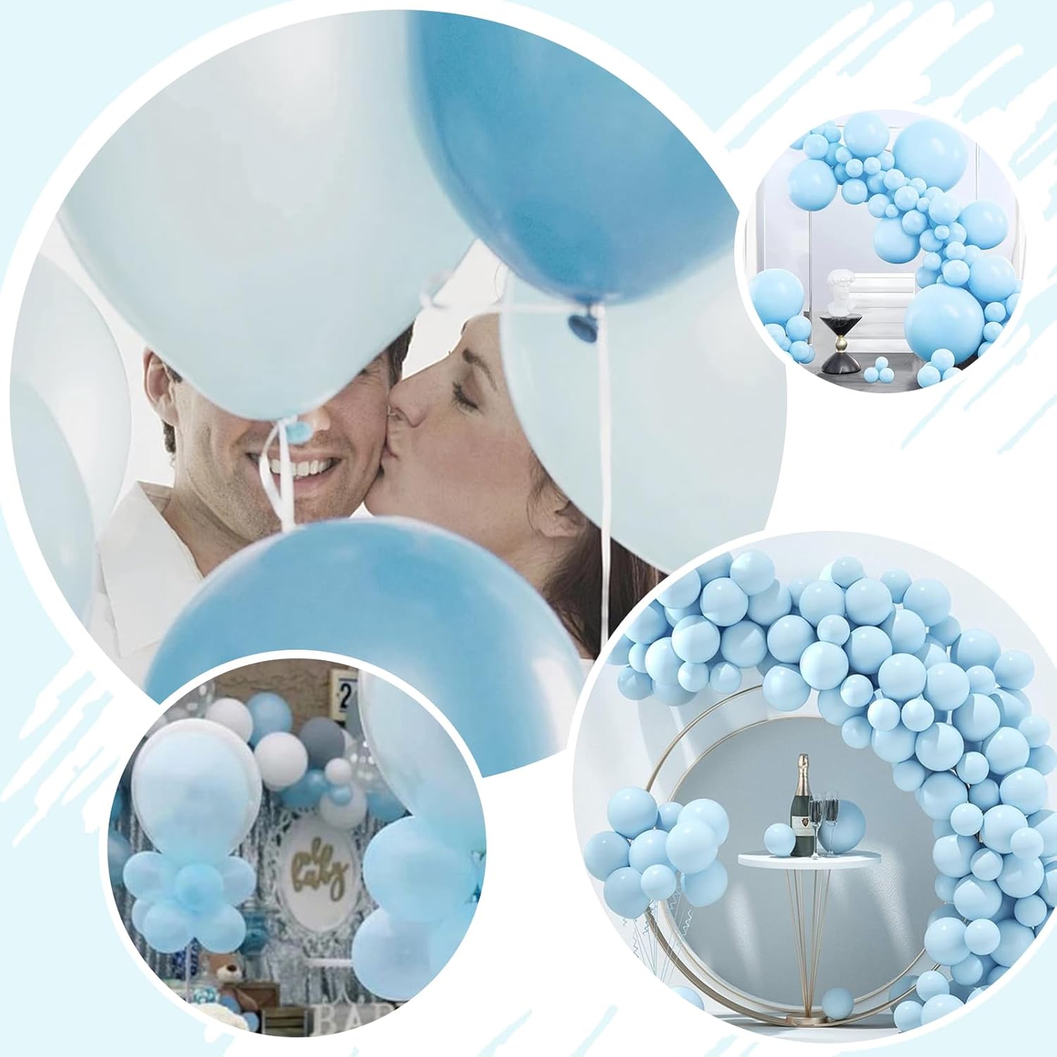 Light Blue Balloons Sky Blue Balloon Garland Arch Kit 110pcs Different Sizes 5101218 Inch for Blue Latex Balloon Garland Balloon Arch as Birthday