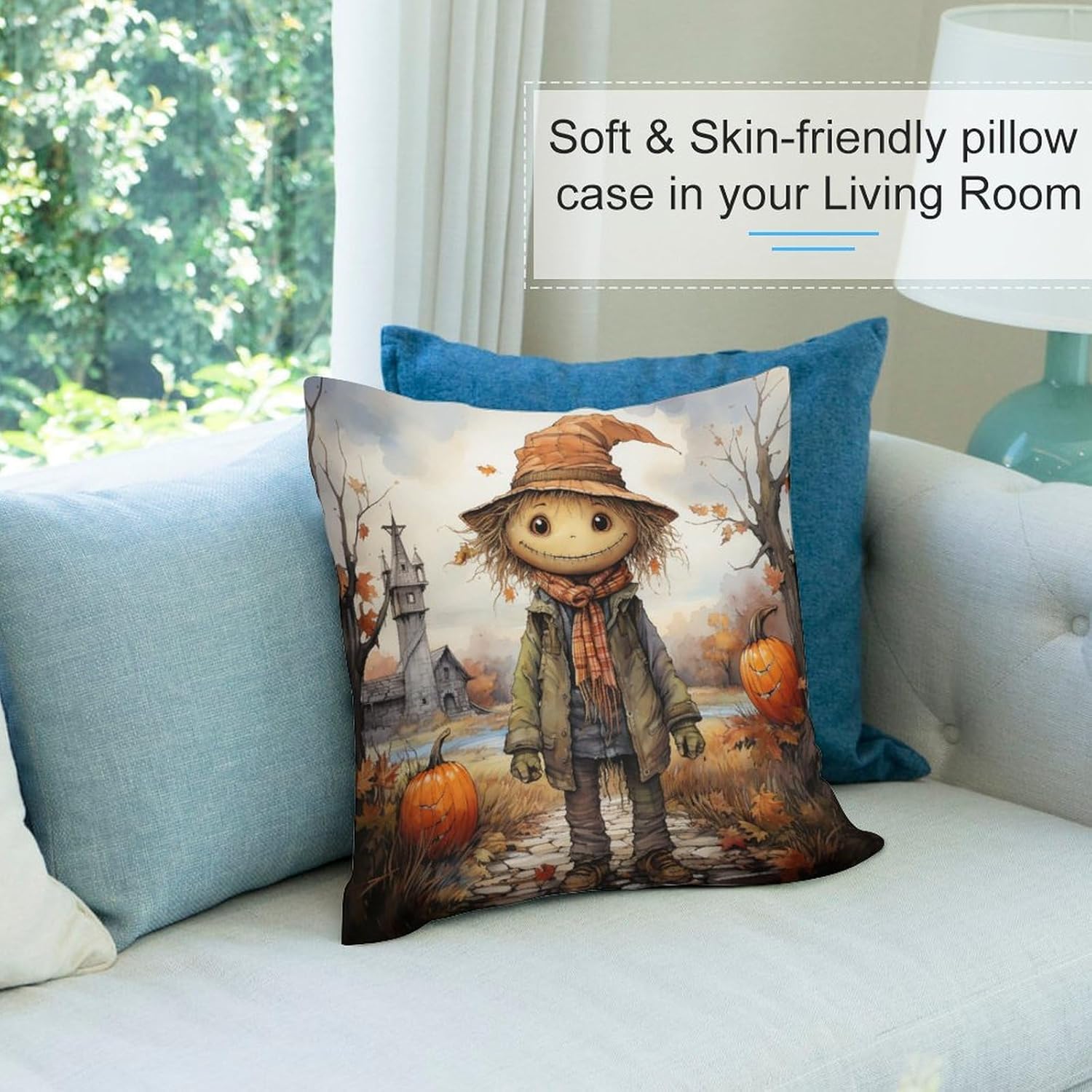 Cojines Decorativos para Sala – Funda de cojín para sofá de 22 x 22 pulgadas, diseño de paisaje otoñal, Acción de Gracias, para sofá, 22 x 22