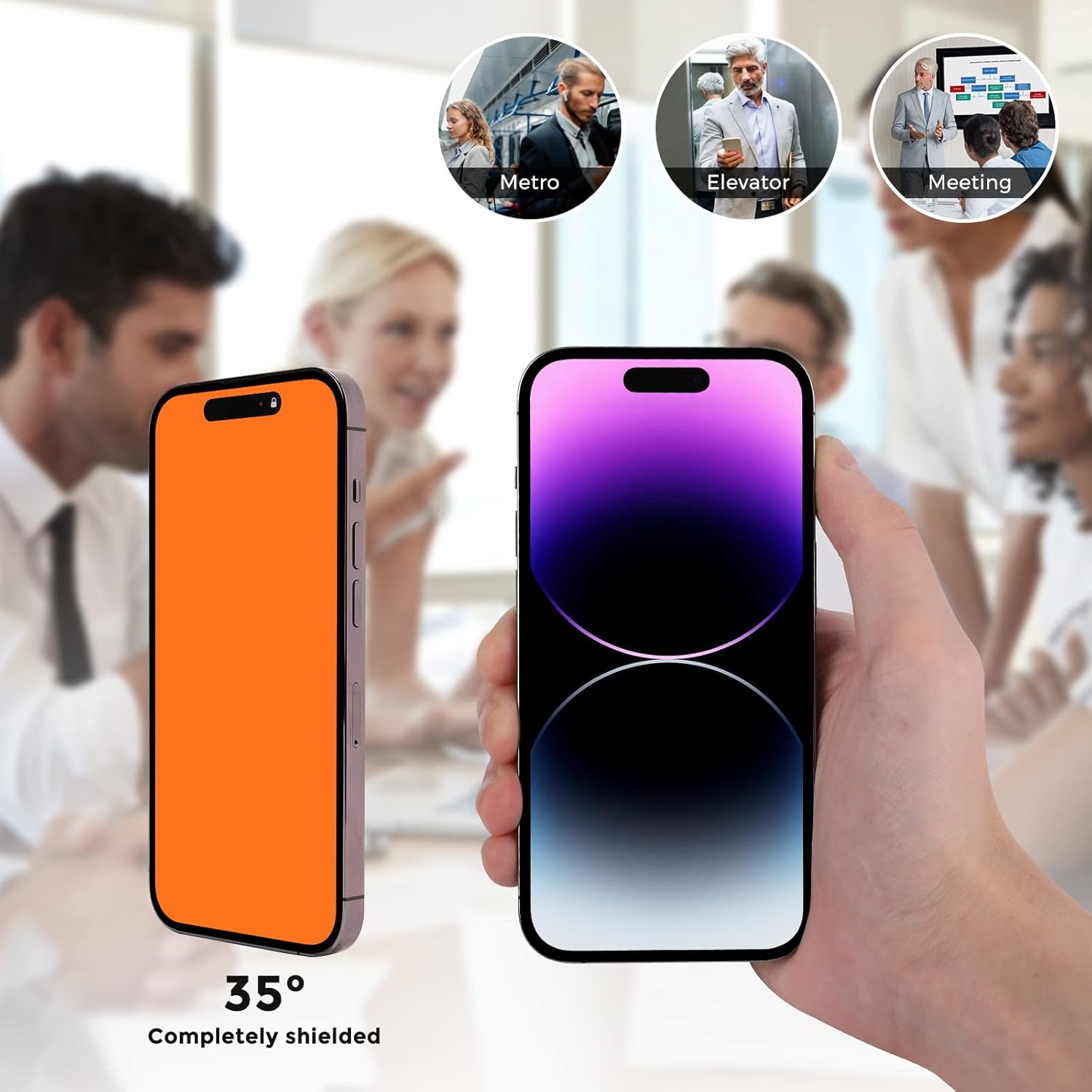 JIEYKJO Protector de pantalla de privacidad para iPhone 15  iPhone 14 Pro – Protector de privacidad para la pantalla del teléfono celular con luz