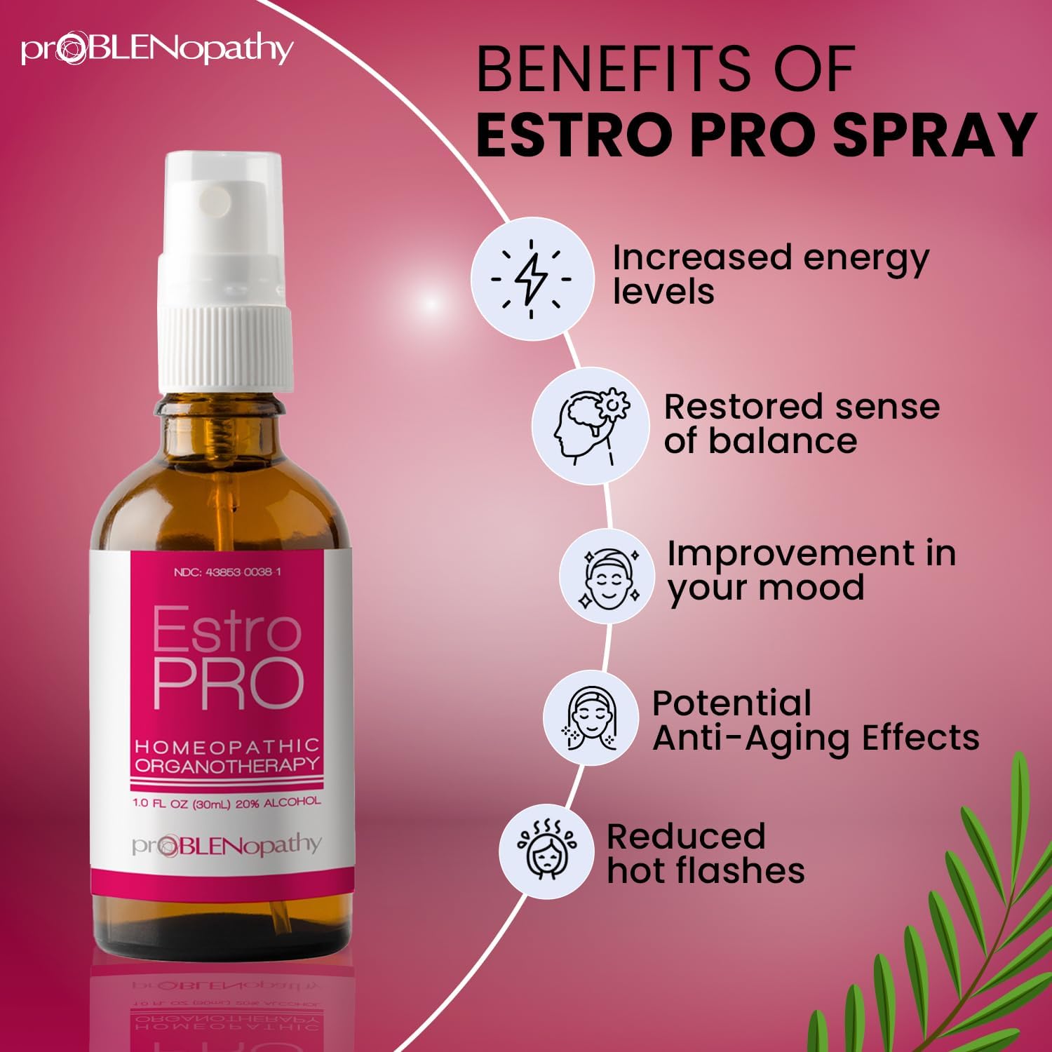 ProBLEN – Spray oral de estrógeno y progesterona para el equilibrio hormonal y el cuidado de la menopausia, 1.0 fl oz, suplemento eficaz para la