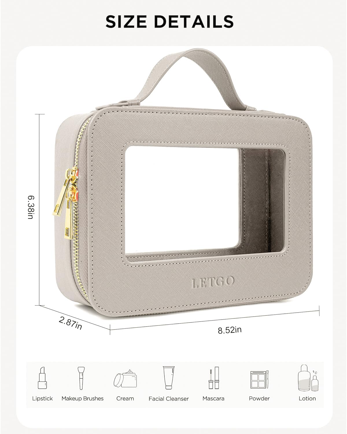 Bolsas de maquillaje transparentes, bolsa de aseo aprobada por la TSA con cremallera, organizador de maquillaje transparente para artículos