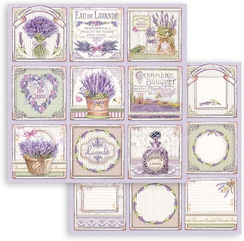 STAMPERIA INTER, KFT PAD de papel 8X8 10PK, Provenza, 10 diseños1 cada uno