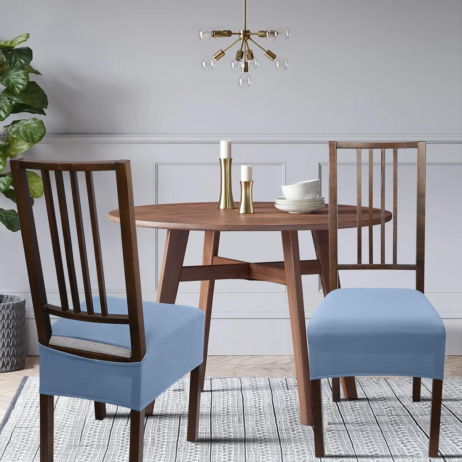 NIBESSER Juego de 6 fundas de asiento para sillas de comedor, elásticas, suaves, extraíbles y lavables, para comedor, fundas de cojín de asiento