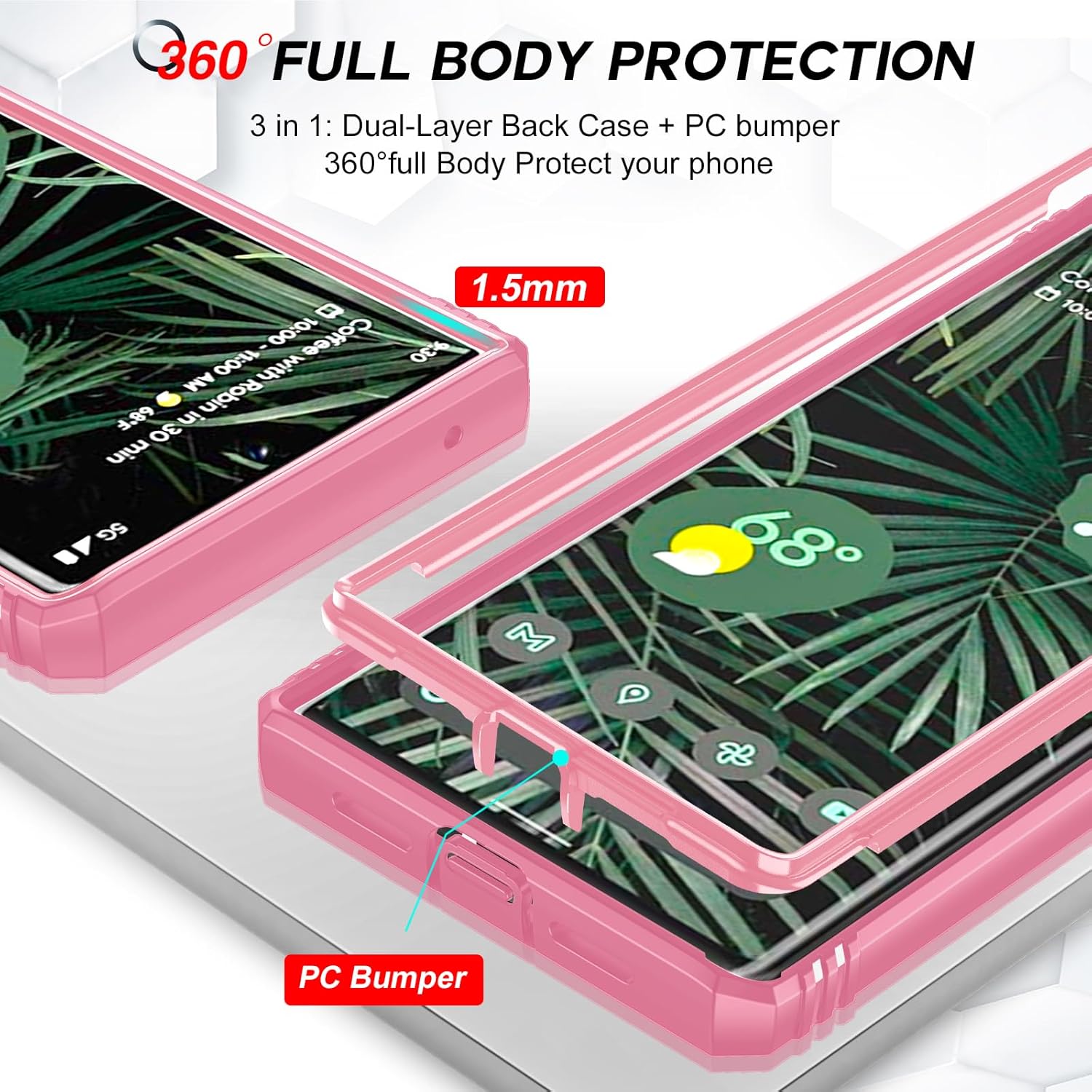 LeYi Funda para Google Pixel 6 Pro Funda para Pixel 6 Pro con cubierta de cámara deslizante, funda de teléfono de grado militar de cuerpo completo