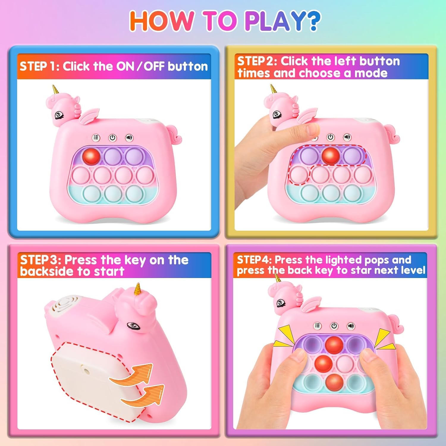 Juguete para ansiedad con luz para reventar, juego de mano de empuje rápido, juego de reventar luces para niños autistas, regalos de cumpleaños para