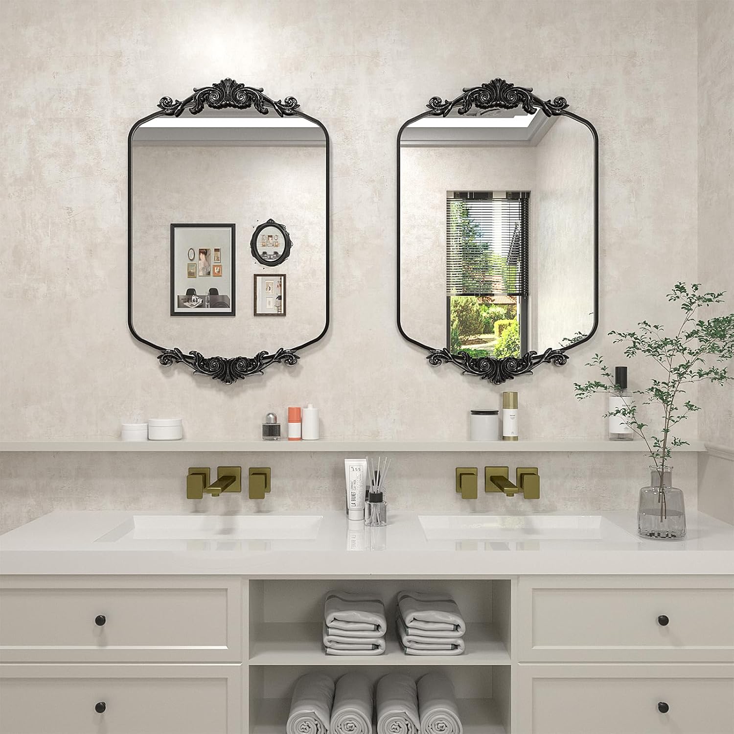 SMIROR Espejo vintage decorativo negro 36×36