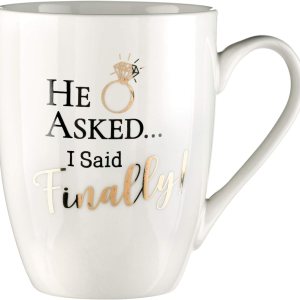 Lillian Rose Asked, I Said Finally – Taza de café, 1 unidad (paquete de 1), color crema Lillian Rose Asked, I Said Finally – Taza de café, 1 unidad (paquete de 1), color crema