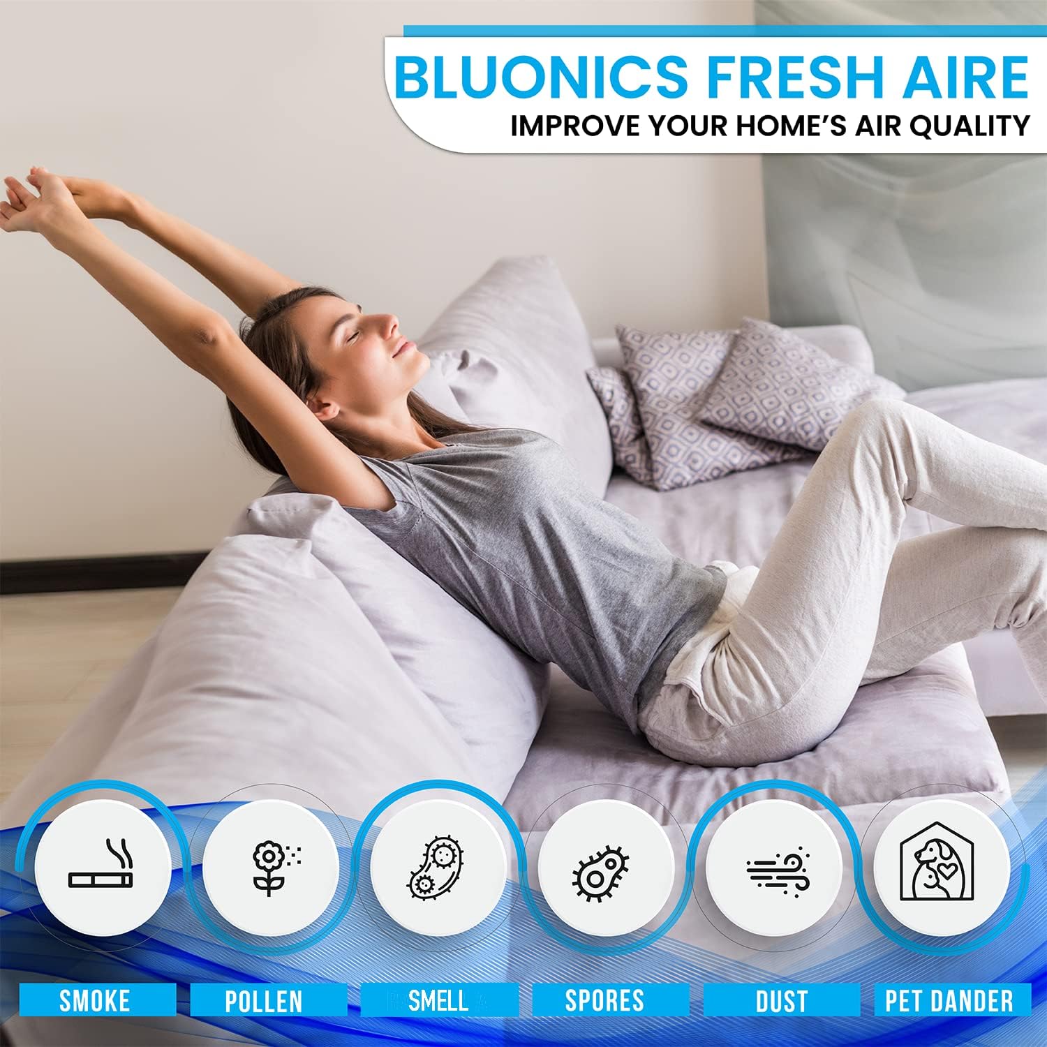 Bluonics Fresh Aire – Paquete de 3 lavadores de agua, revitalizador de aire y ambientador con una botella de fragancia de eucalipto con luz