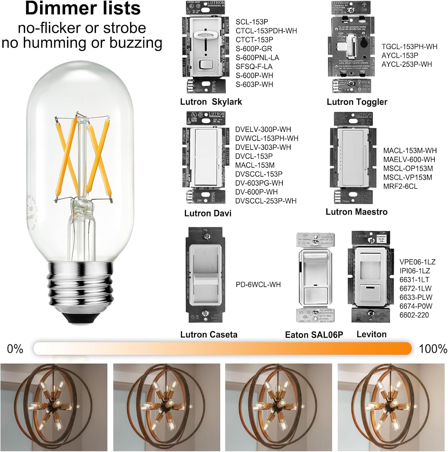 LiteHistory Bombilla LED E26 equivalente a 6 W, bombilla LED E26, 60 W, regulable, blanco cálido, 2700 K, bombilla Edison E26, AC120V, 600 lm,