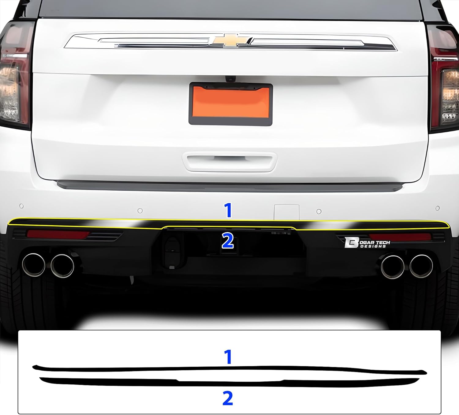 BOGAR TECH DESIGNS Revestimiento cromado inferior compatible con Chevrolet Tahoe y Suburban 2021-2023, negro brillante