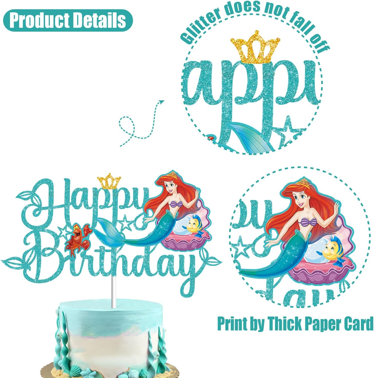Decoración para pastel de sirena, decoración de pastel de sirena, Ariel, decoración de pastel de sirena, decoración de pastel de fiesta de sirena,