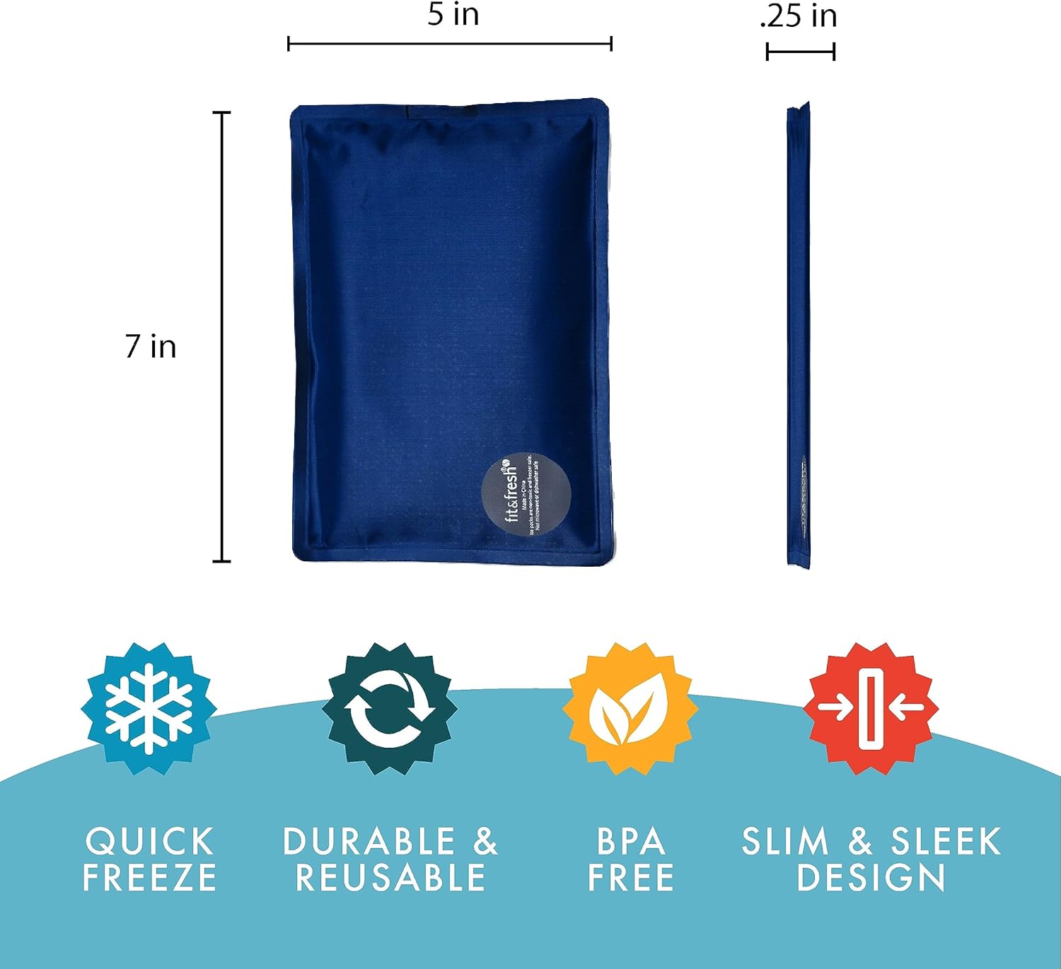 Cool Coolers by Fit & Fresh – Paquete de 2 paquetes de hielo suave, de nailon elástico flexible, reutilizables, para loncheras y enfriadores, perros