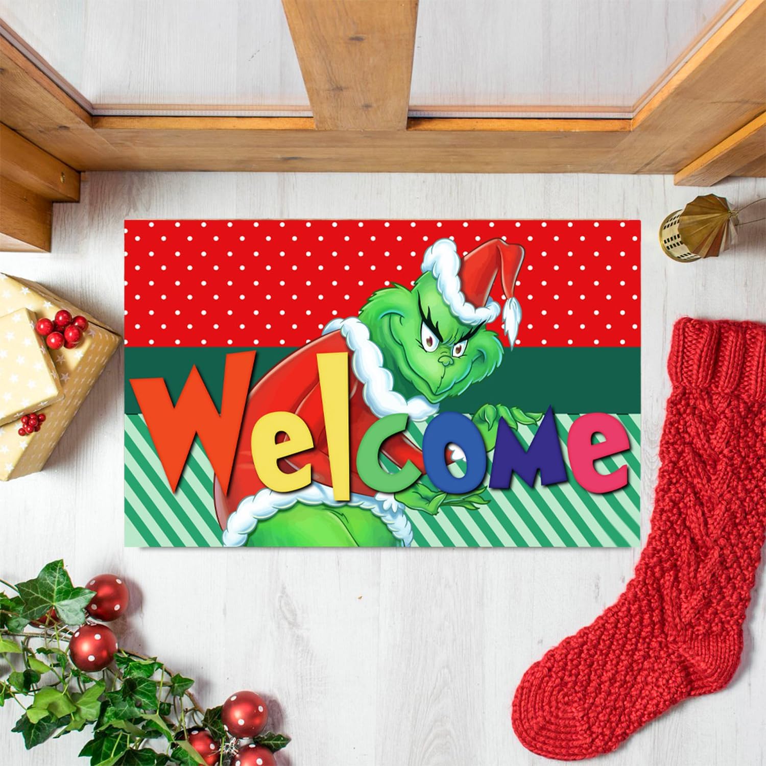 Micayg Tapete de Navidad para puerta, decoración de Navidad, para interiores y exteriores, hogar, cocina, baño, decoración de fiesta de Navidad