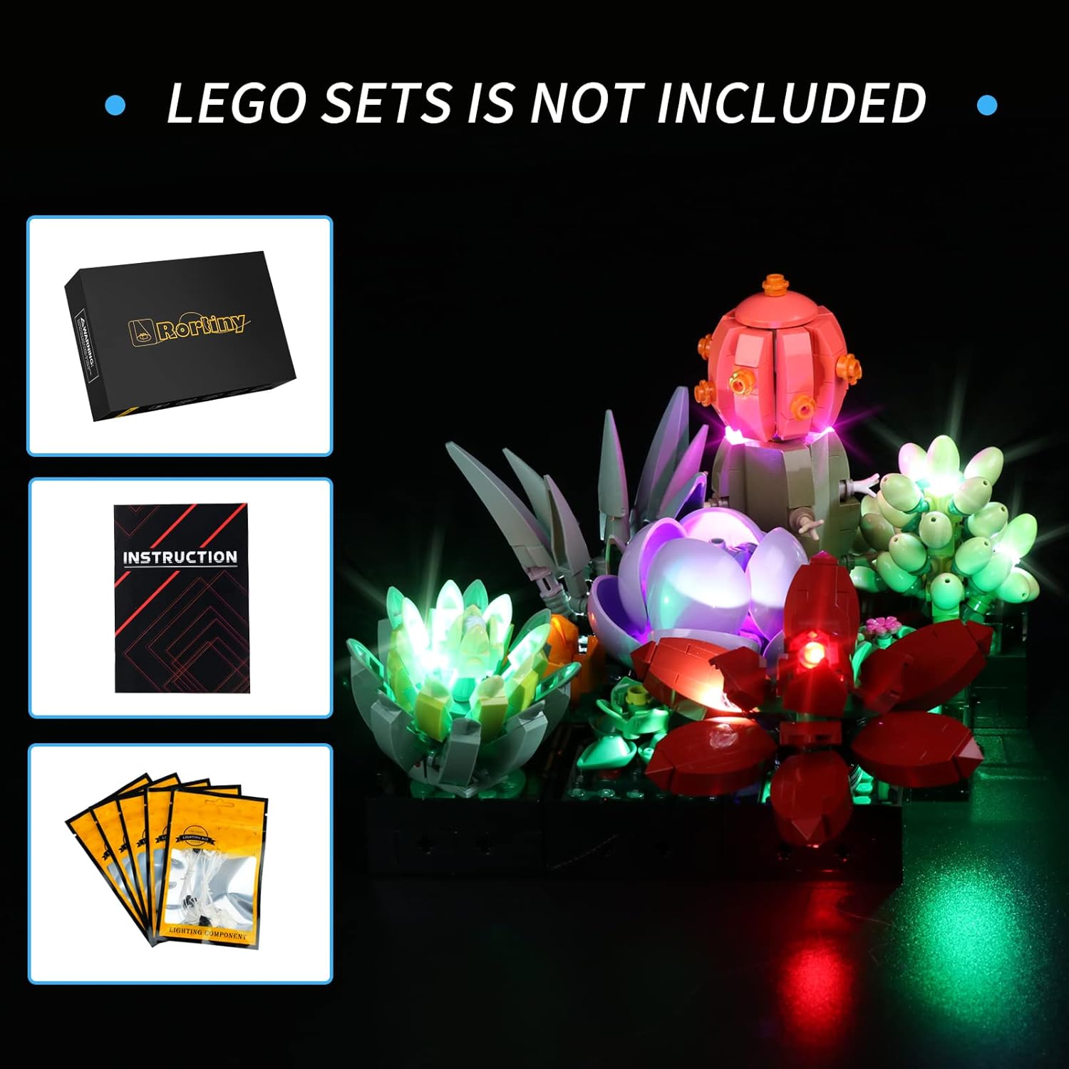 Kit de luz LED para Lego Succulents 10309 juego de construcción de decoración de plantas, juego de iluminación compatible con Lego 10309 (solo