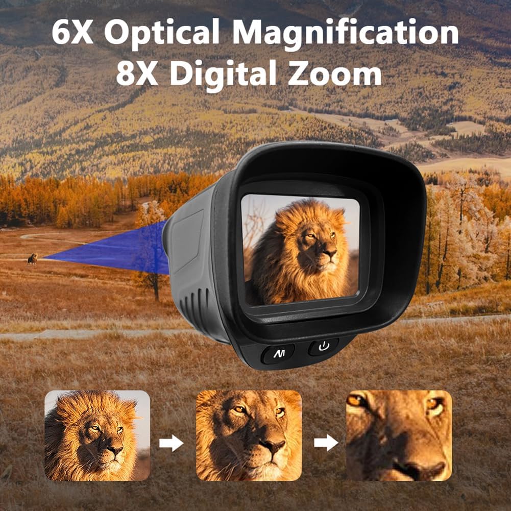 Gafas de visión nocturna, prismáticos digitales de visión nocturna infrarroja de 2.5 K y 48 MP para adultos, alcance de visión nocturna con zoom