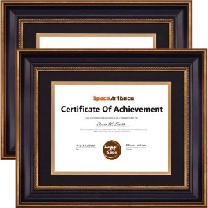 Space Art Deco, Marco de diploma de diseño negro dorado de 11 x 14 pulgadas, doble alfombrilla para certificados y documentos de 8.5 x 11 pulgadas, Space Art Deco, Marco de diploma de diseño negro dorado de 11 x 14 pulgadas, doble alfombrilla para certificados y documentos de 8.5 x 11 pulgadas,