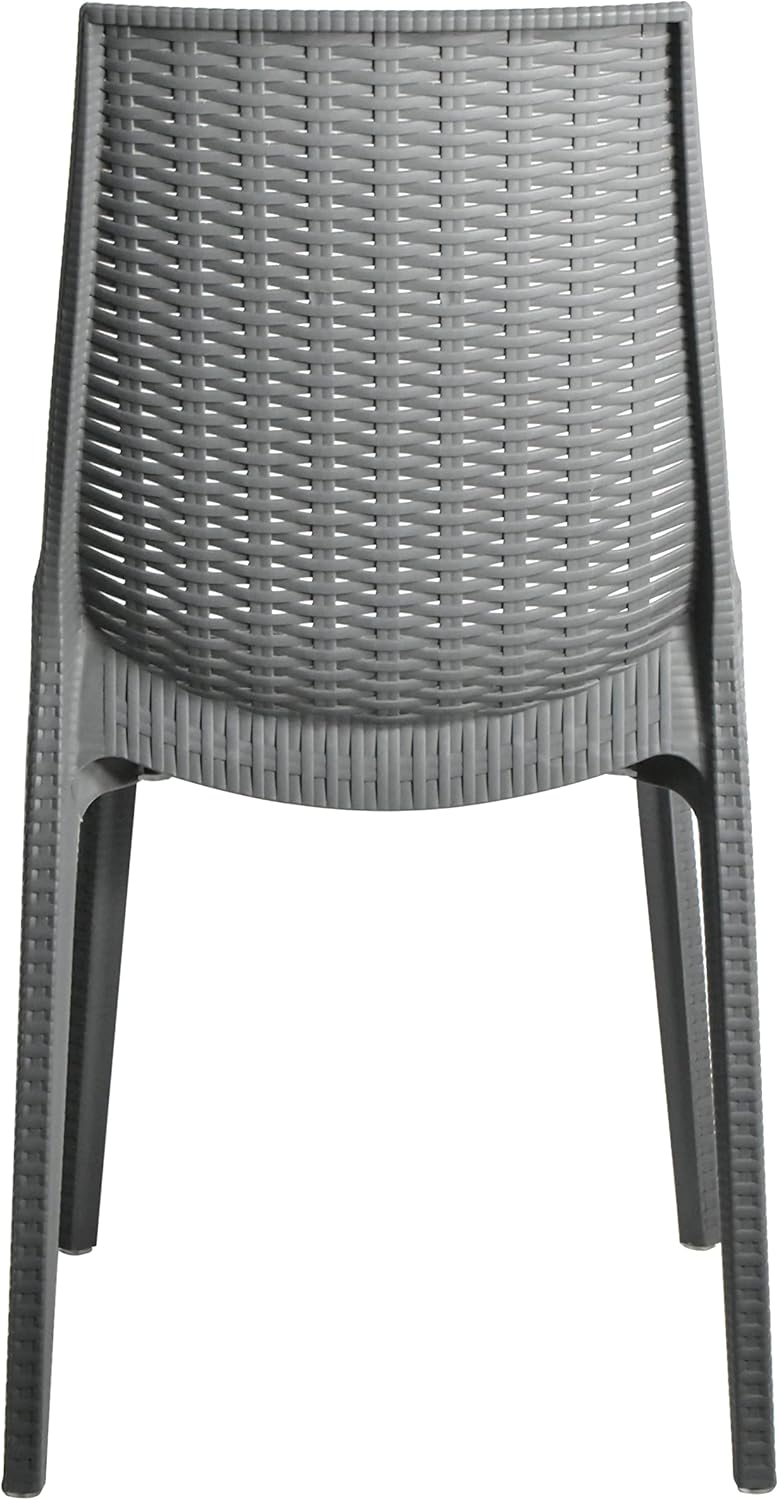 LeisureMod Kent – Silla de comedor apilable moderna para exteriores, color gris