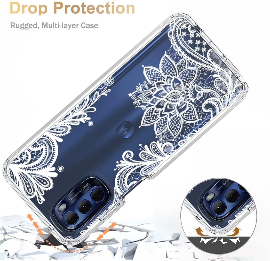 Funda para Moto G Stylus 2022 4G, XT2211 con protector de pantalla de vidrio templado, funda protectora de cuerpo completo con bonito patrón de