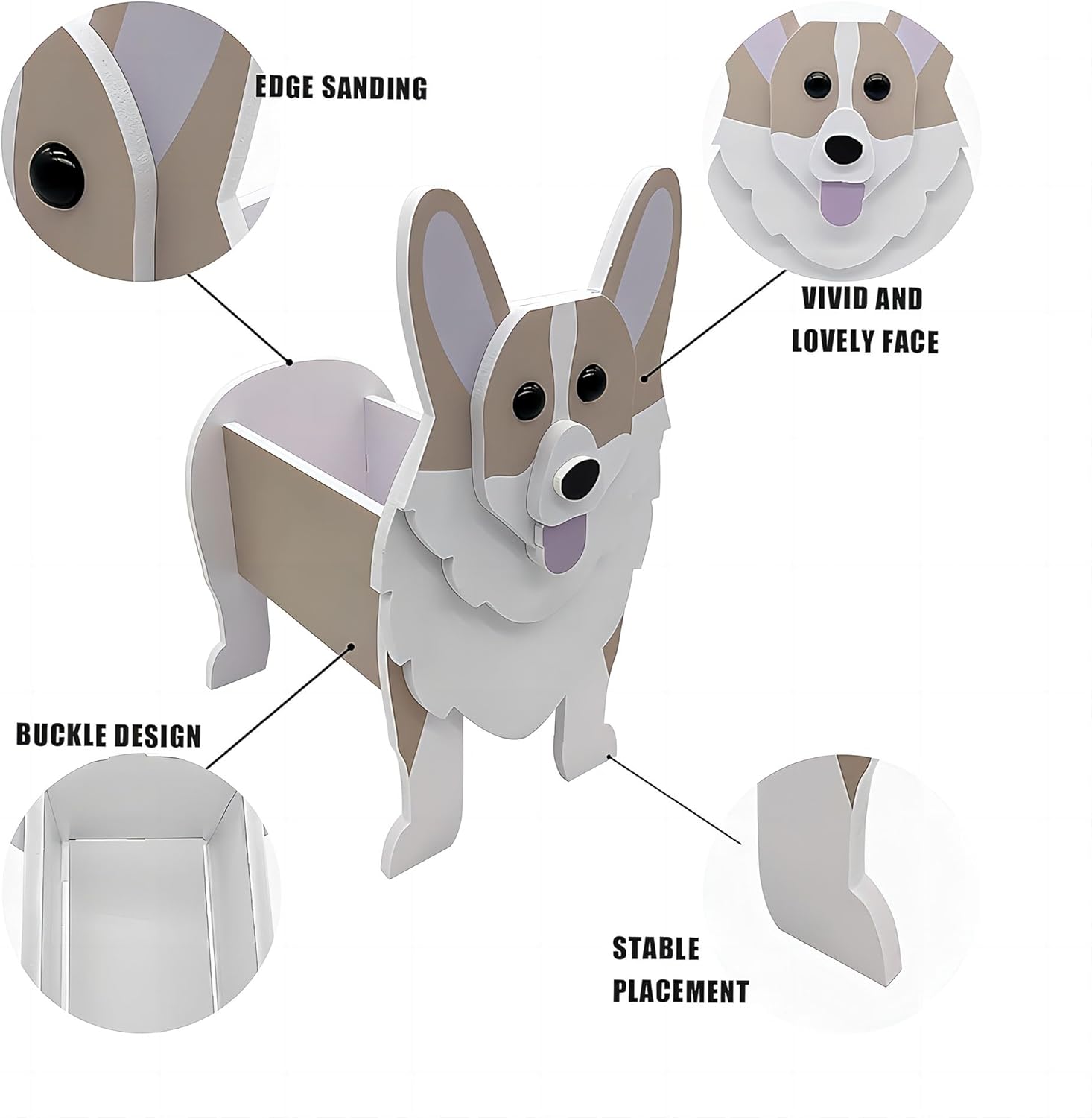 fabisup Corgi – Contenedor para plantas con forma de perro, para amantes de las mascotas, maceta de PVC lindo para perros, macetas de flores para